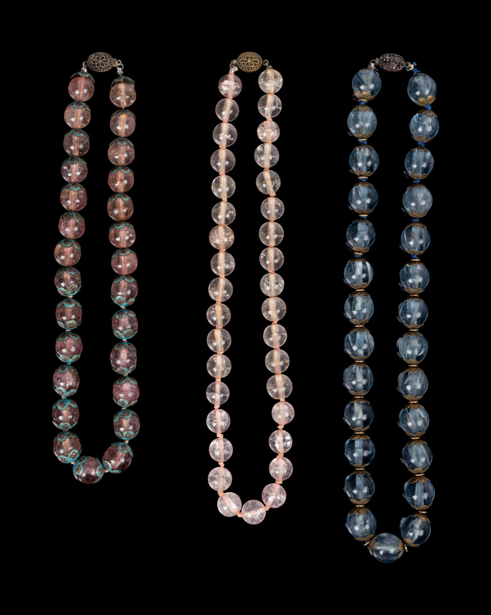 Three Chinese Quartz and Hardstone Beaded Necklaces (1 of 4)