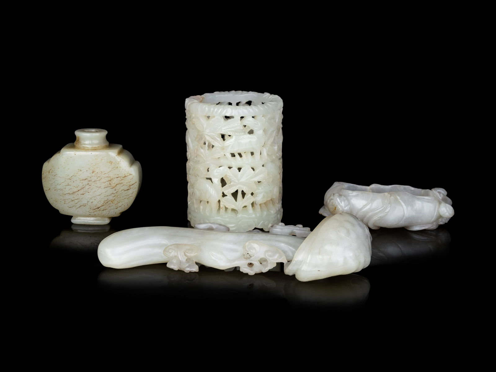 Four Chinese Carved Celadon Jade Scholar's Objects (1 of 4)