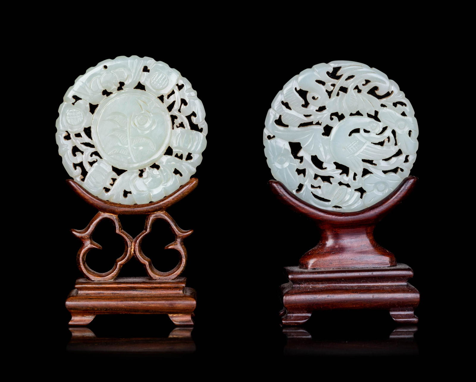 Two Chinese Pale Celadon Jade Mounted Table Screens (1 of 2)