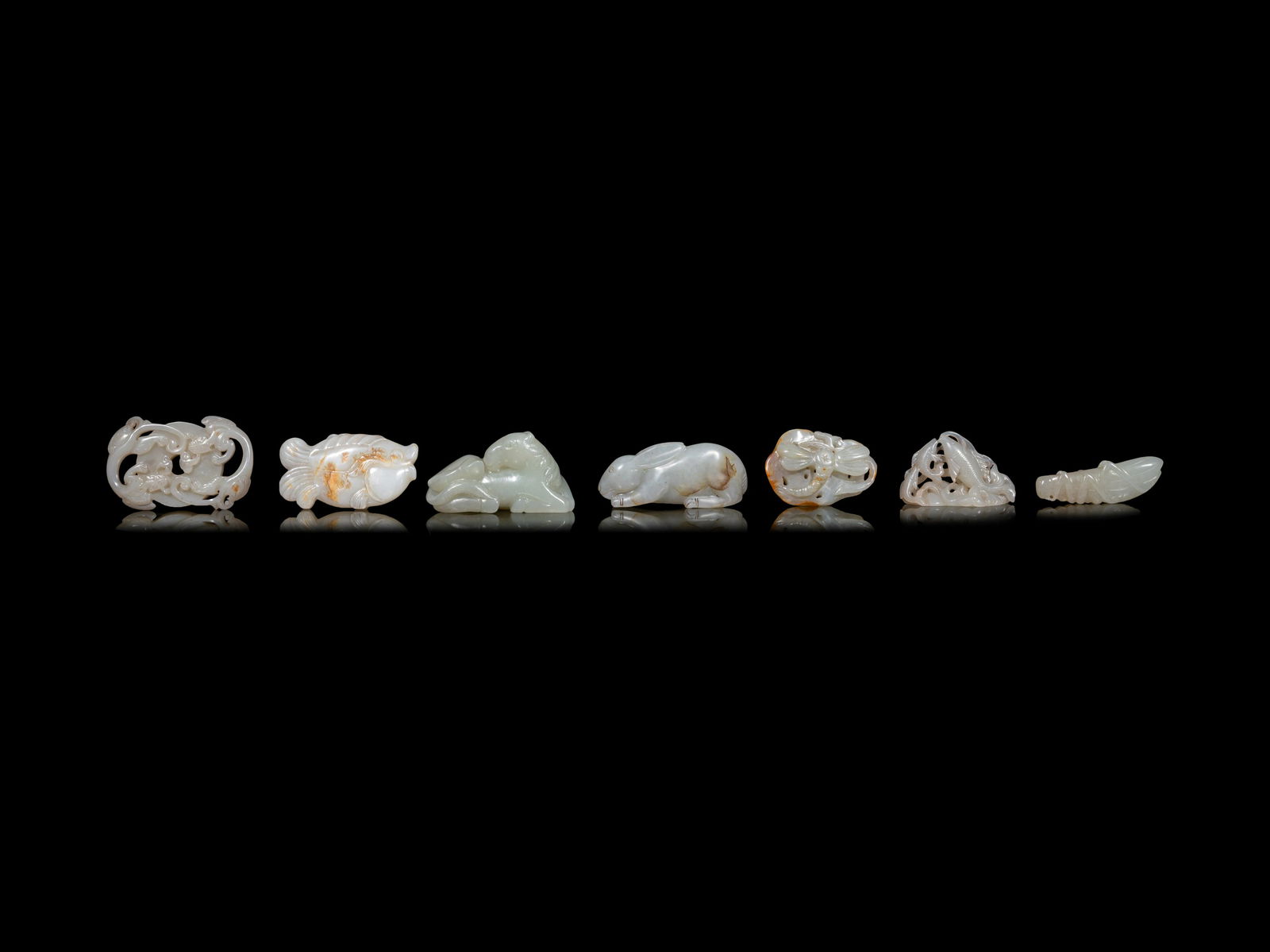 Seven Celadon Jade Carvings of Animals (1 of 5)