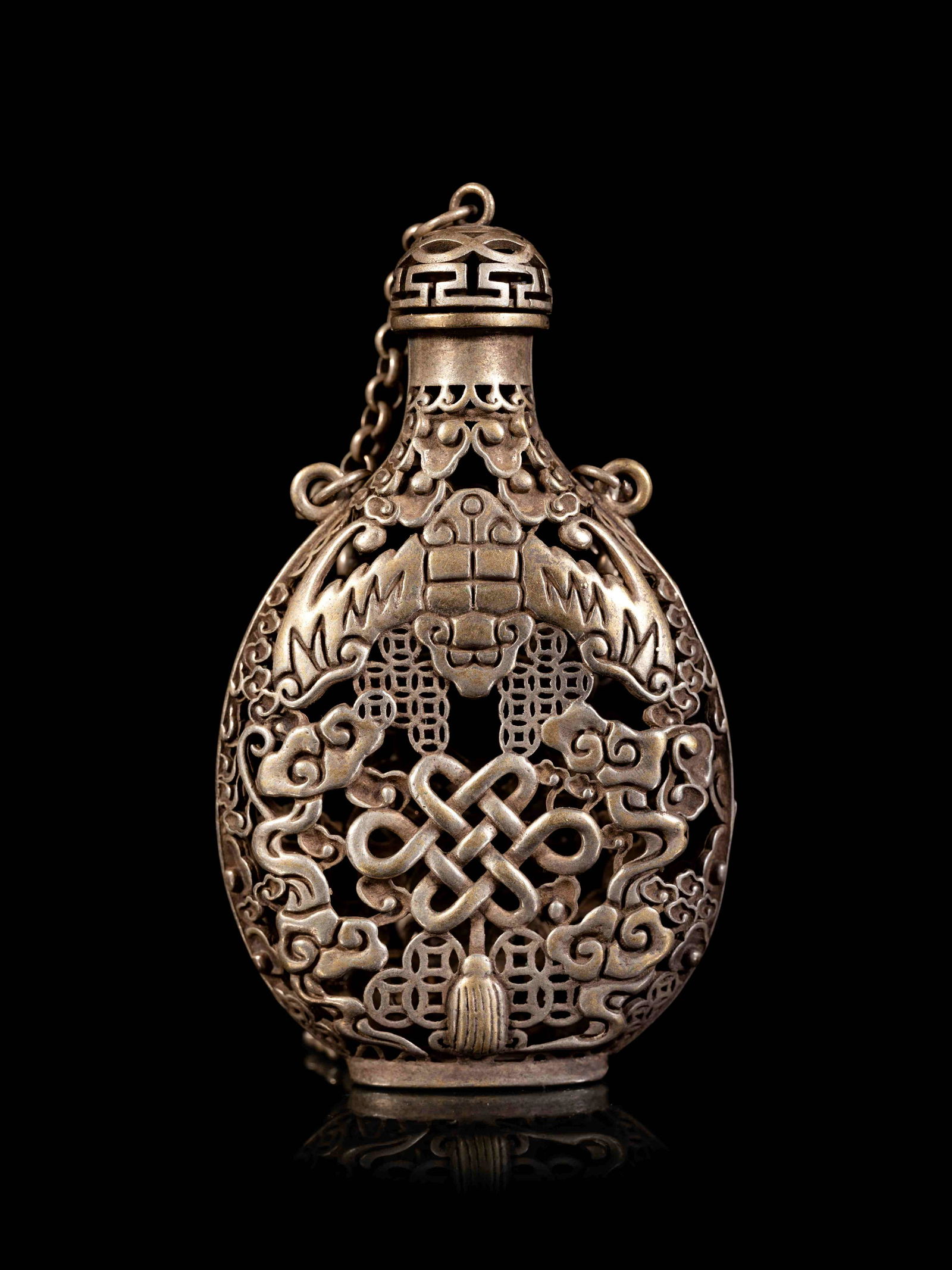 A Chinese Reticulated Silver Snuff Bottle (1 of 5)