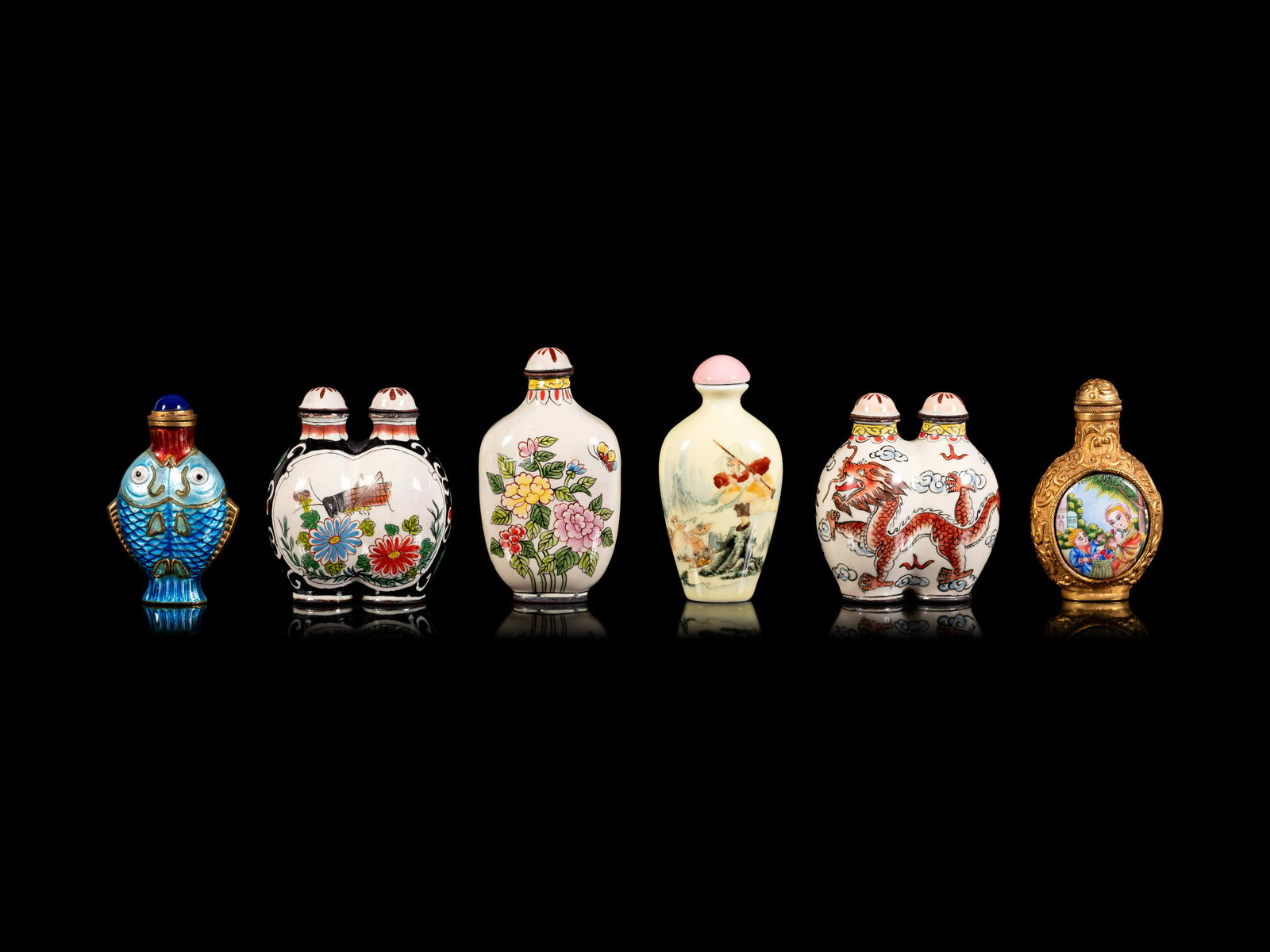 Six Chinese Metal and Metal Snuff Bottles (1 of 5)