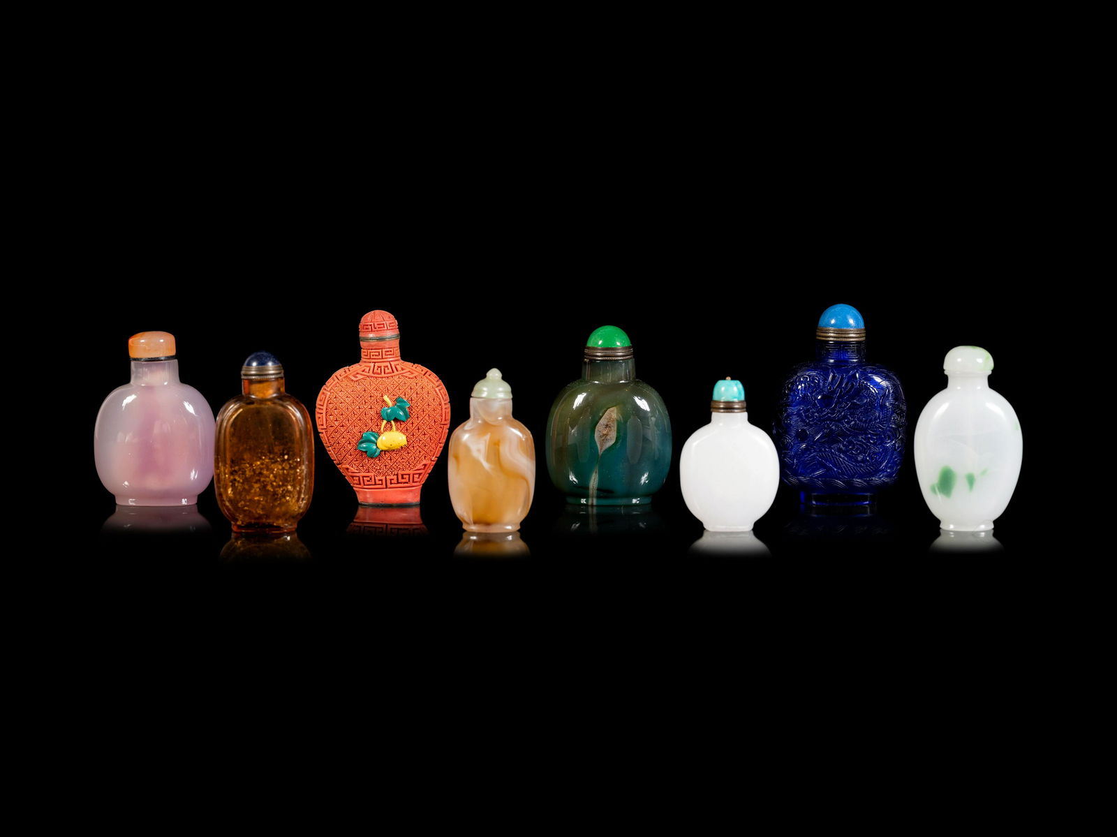 Eight Chinese Glass and Plastic Snuff Bottles (1 of 6)