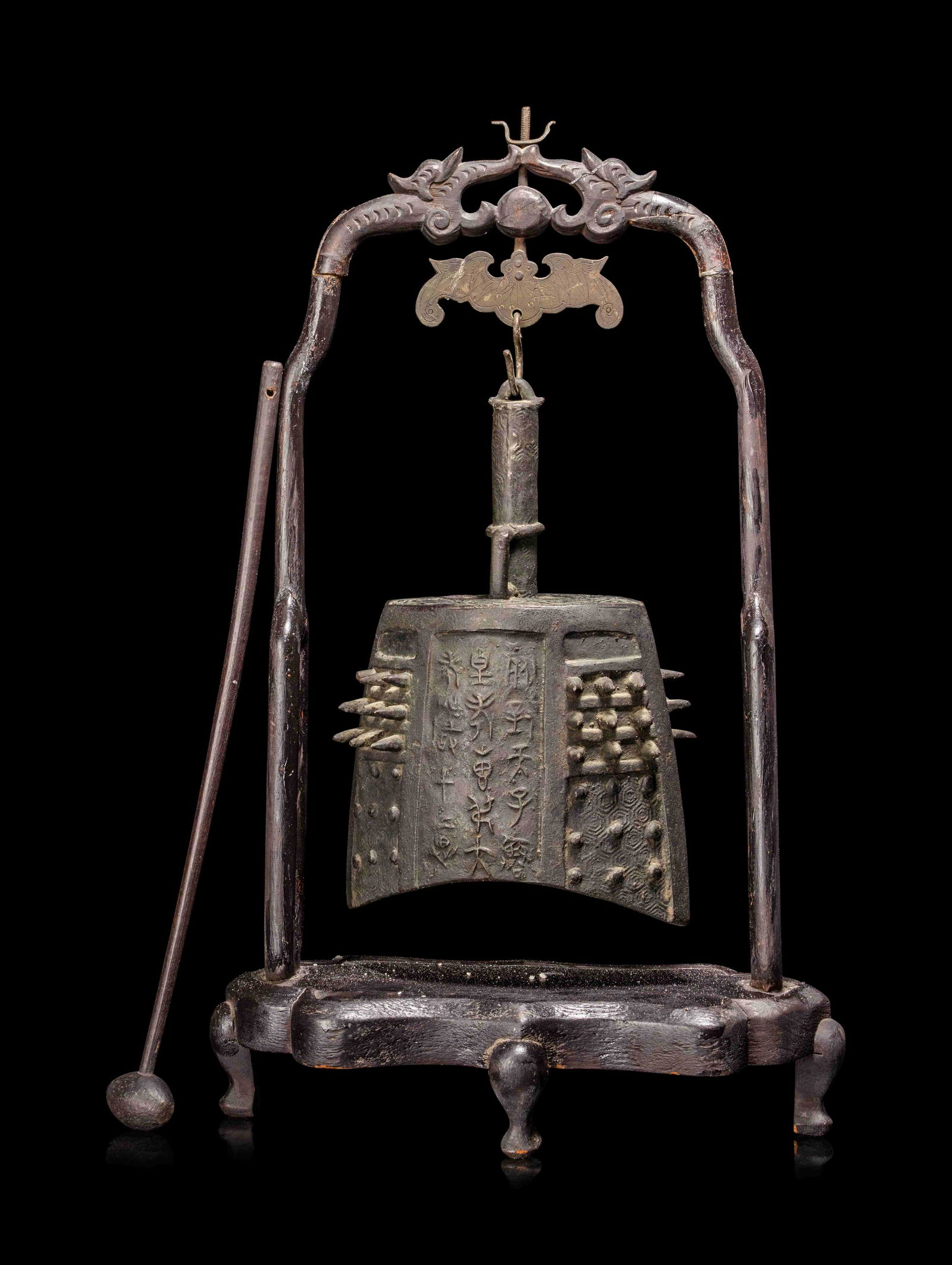 A Chinese Bronze Bell with Stand (1 of 4)