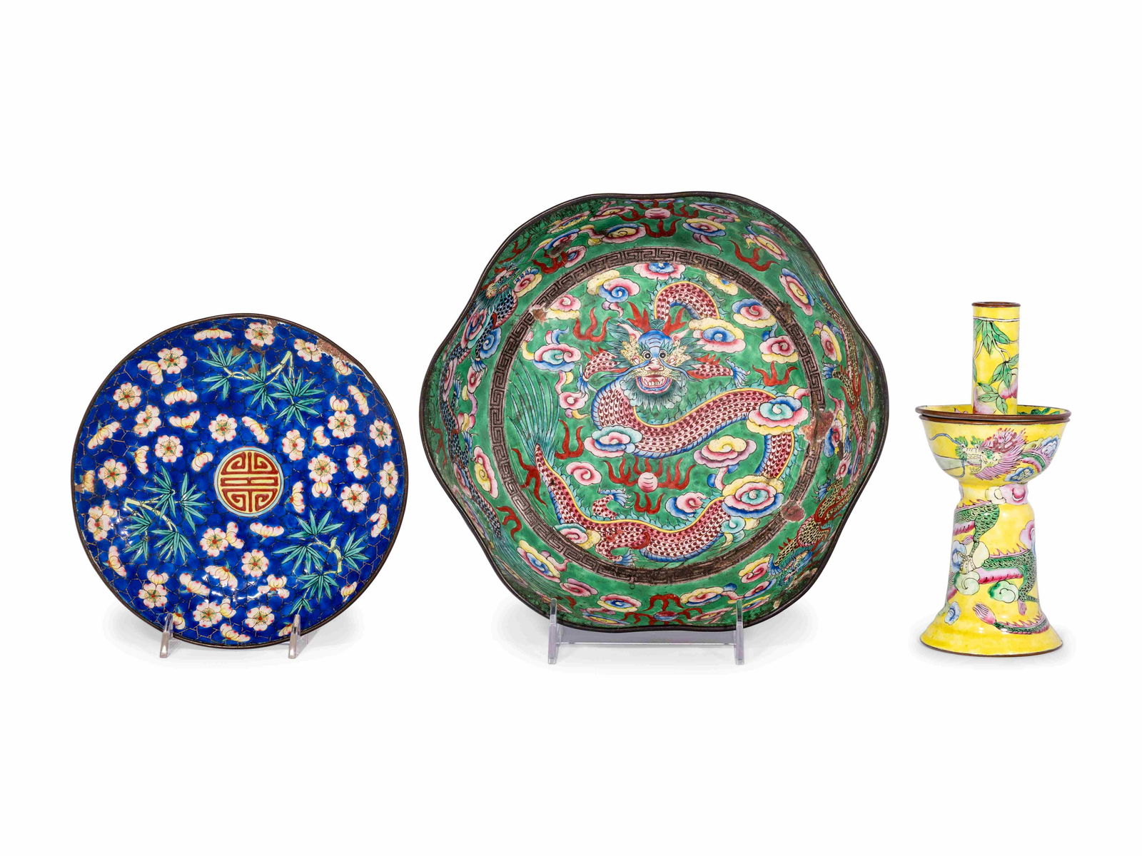 Three Chinese Canton Enamel on Copper Articles (1 of 8)