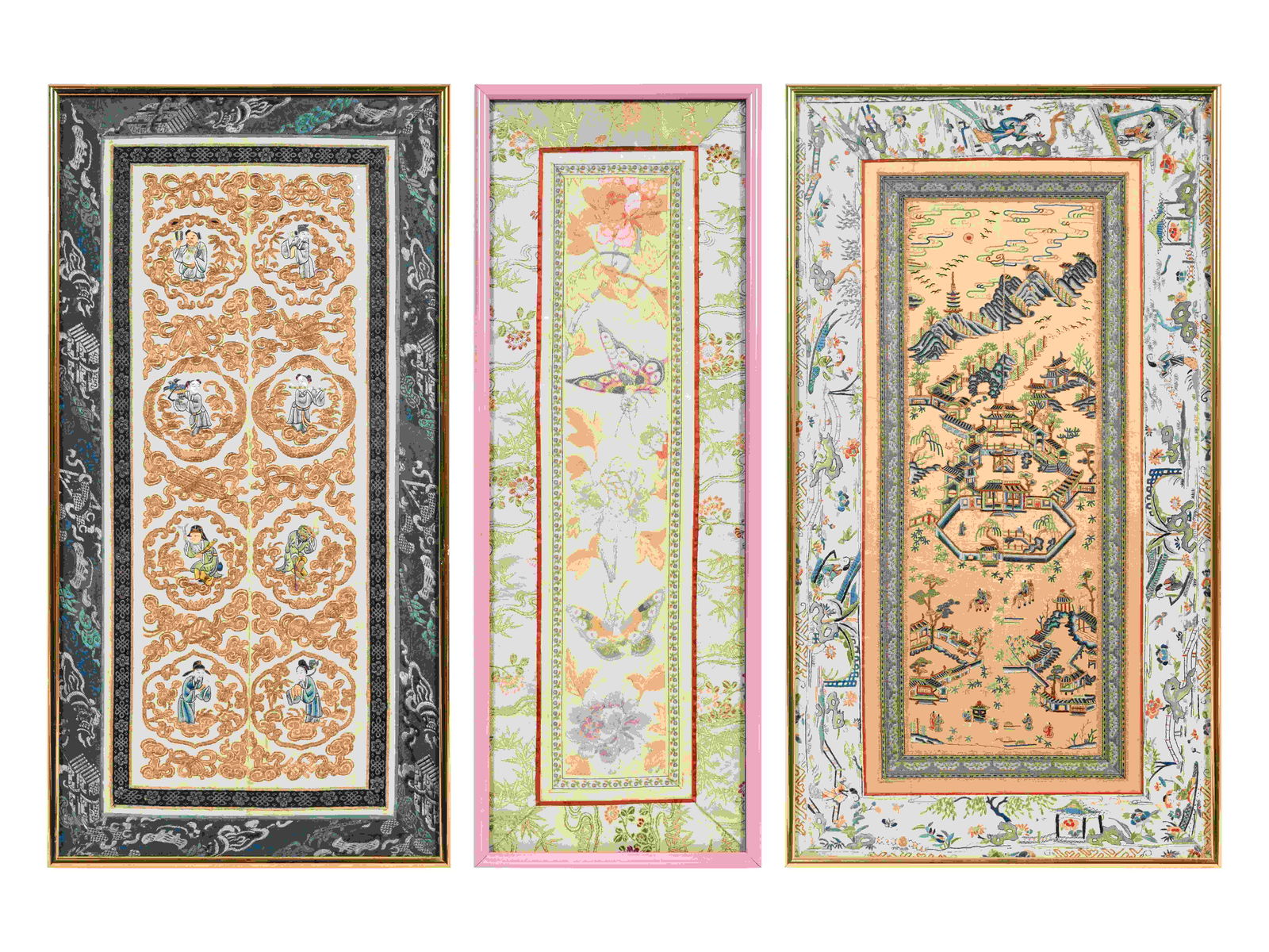 Three Chinese Embroidered Silk Sleeve Bands (1 of 7)