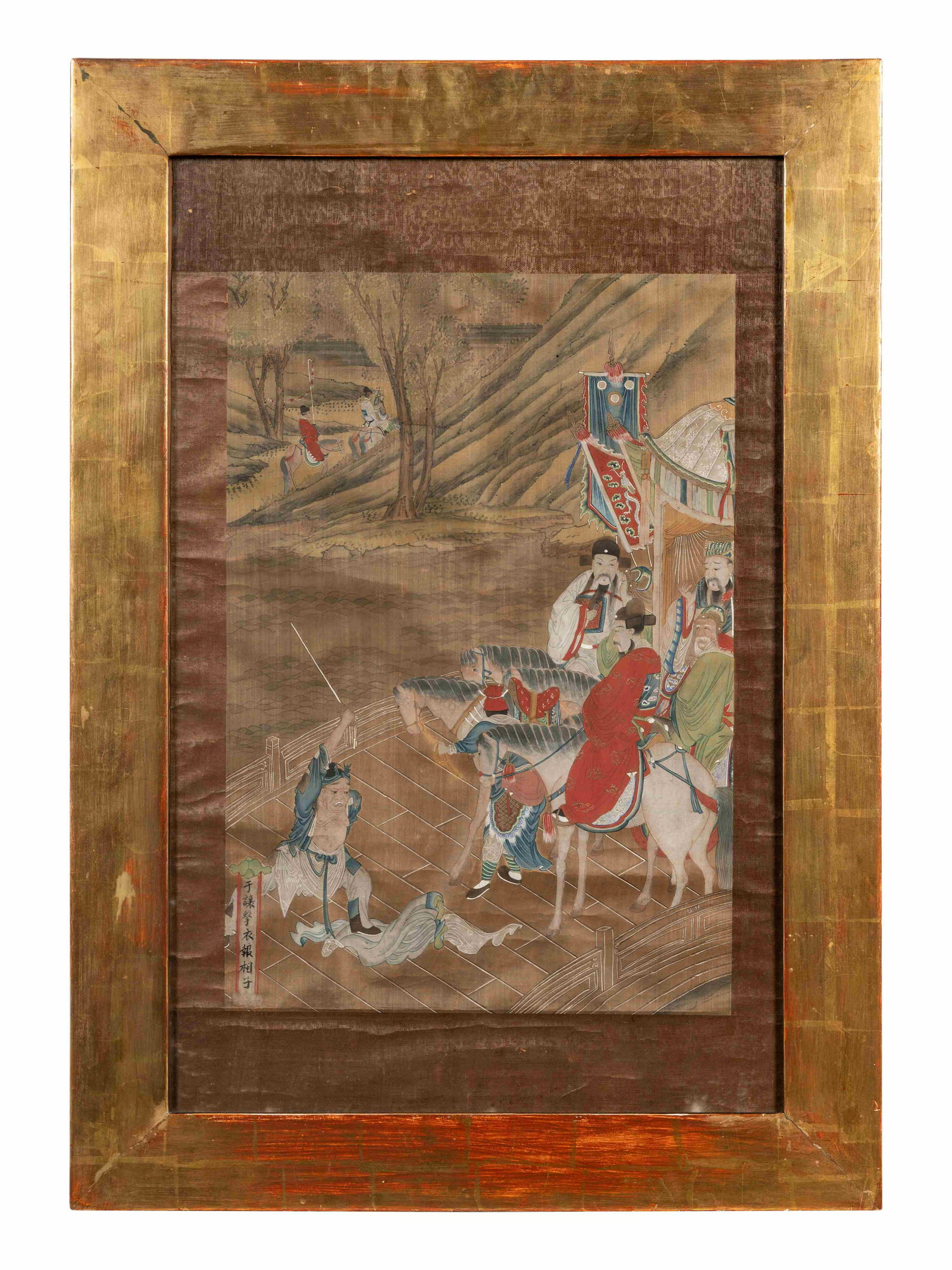 Anonymous: Anonymous (Chinese, 19th Century) A Scene from The Chronicles of the Eastern Zhou Kingdoms ink and color on silk, framed 佚名 （清晚期） 東周Ò