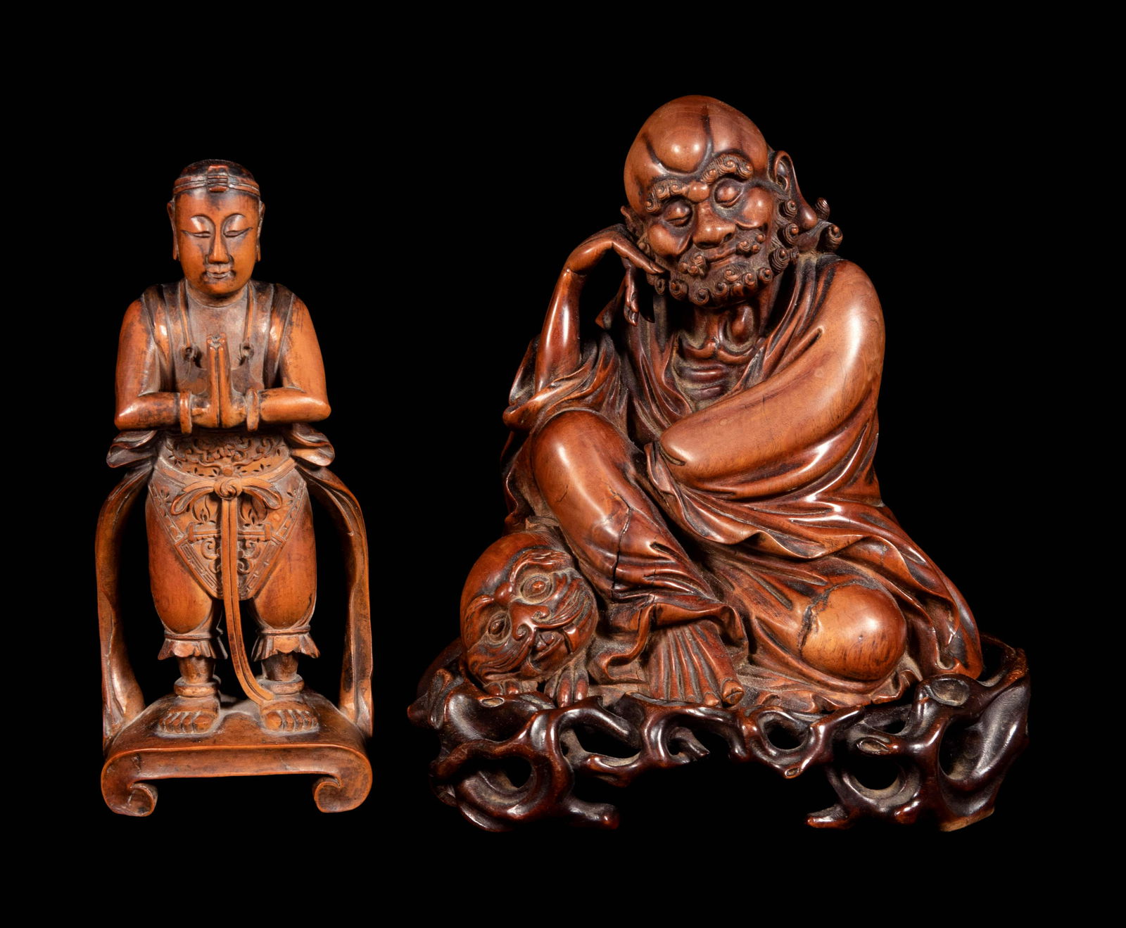 Two Chinese Carved Wood Figures (1 of 3)