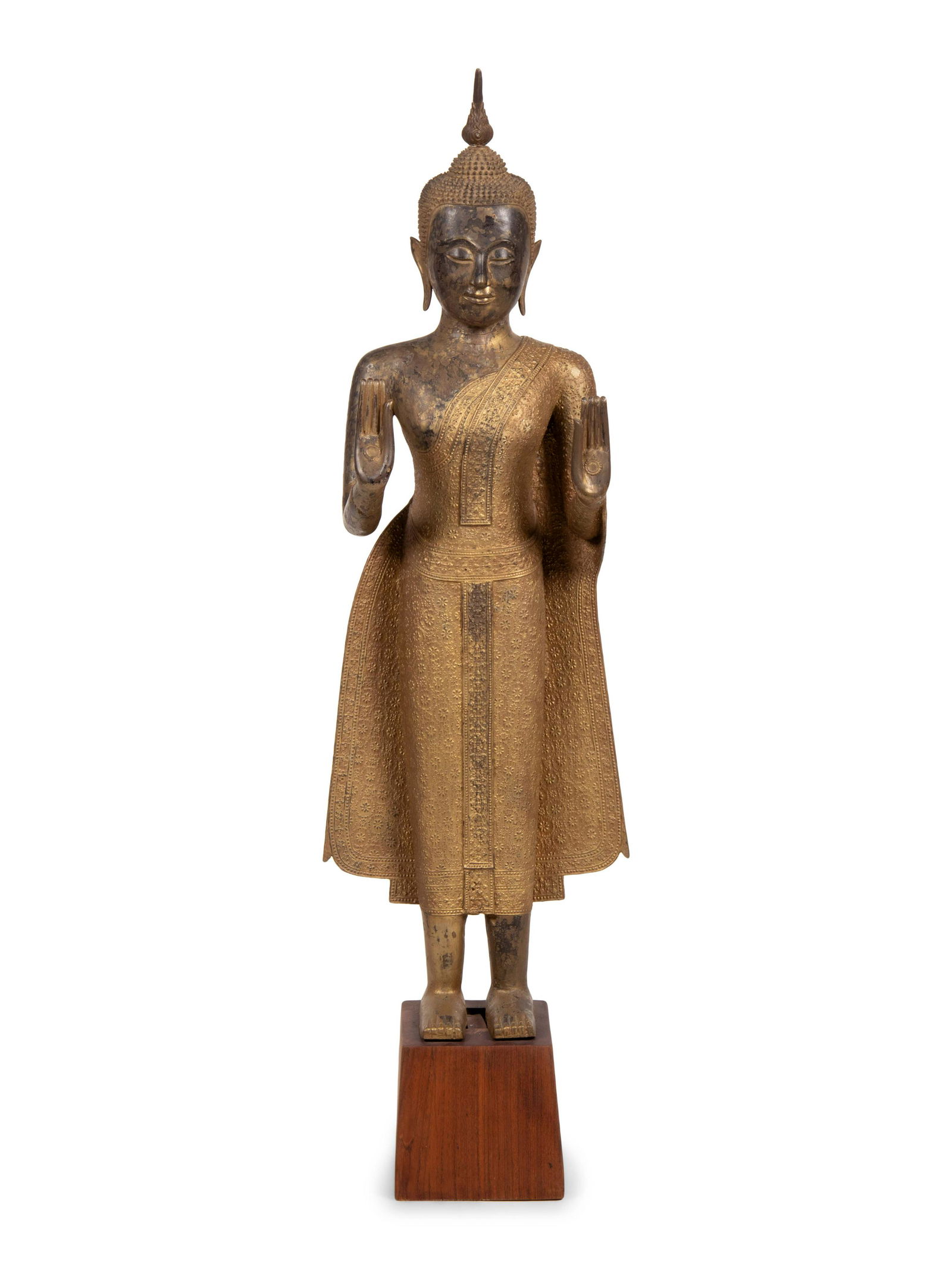 A Large Thai Gilt Decorated Bronze Figure of Standing (1 of 4)