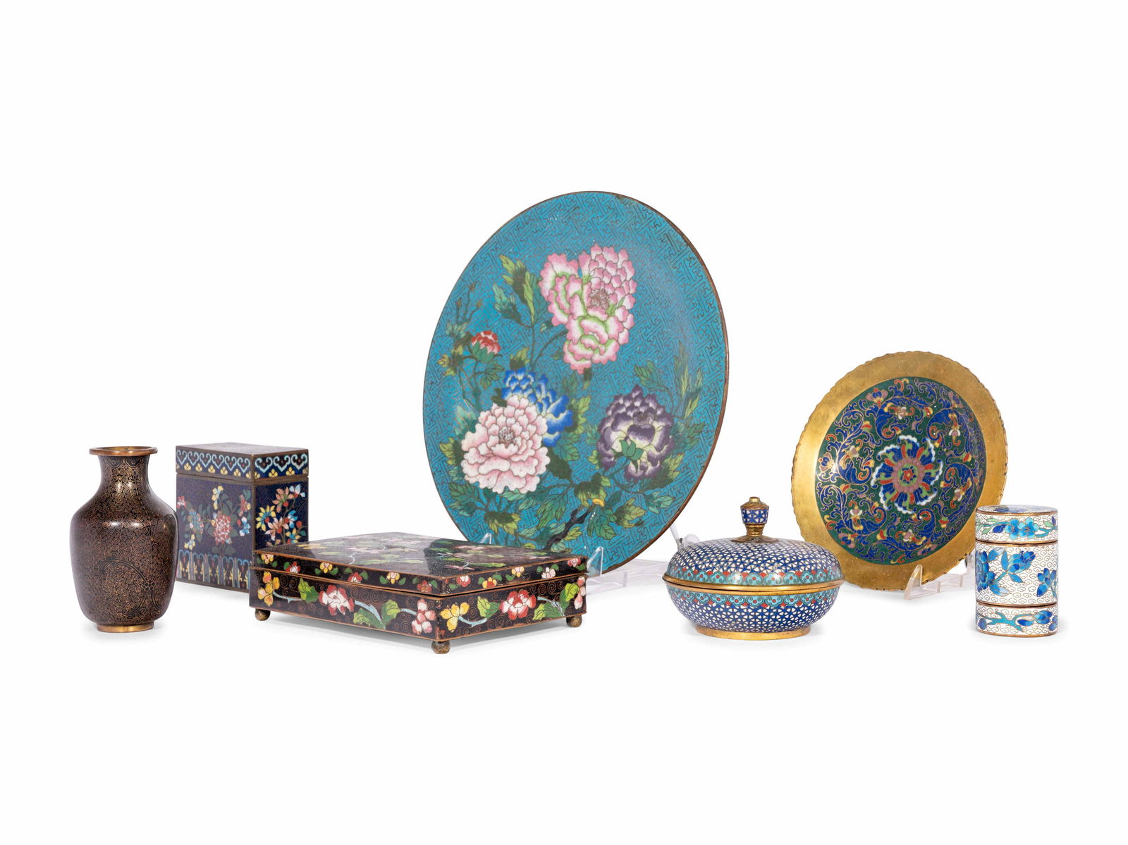 Seven Chinese and Japanese Cloisonné Enamel Wares (1 of 9)