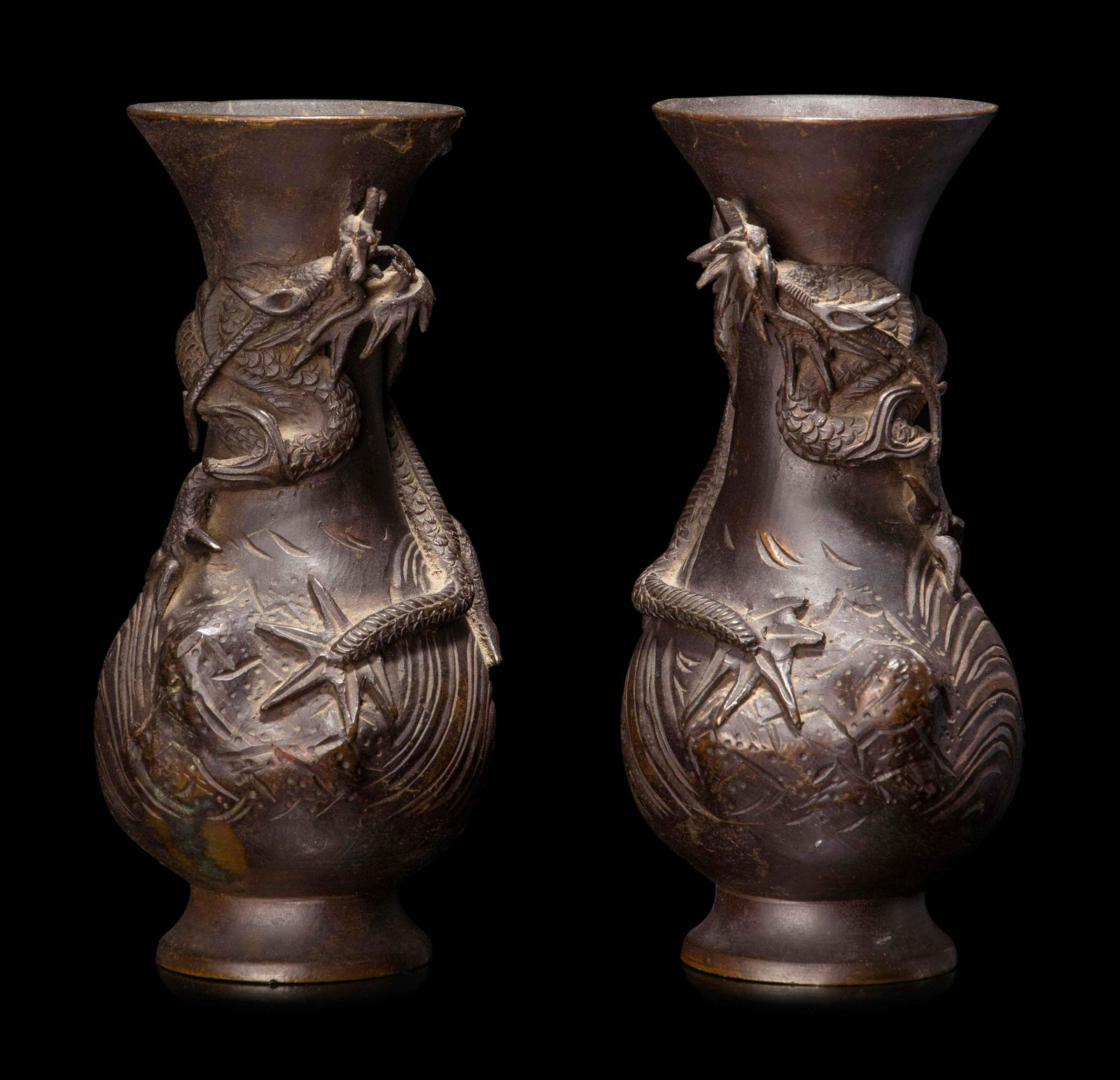 A Small Pair of Japanese Bronze Vases (1 of 3)