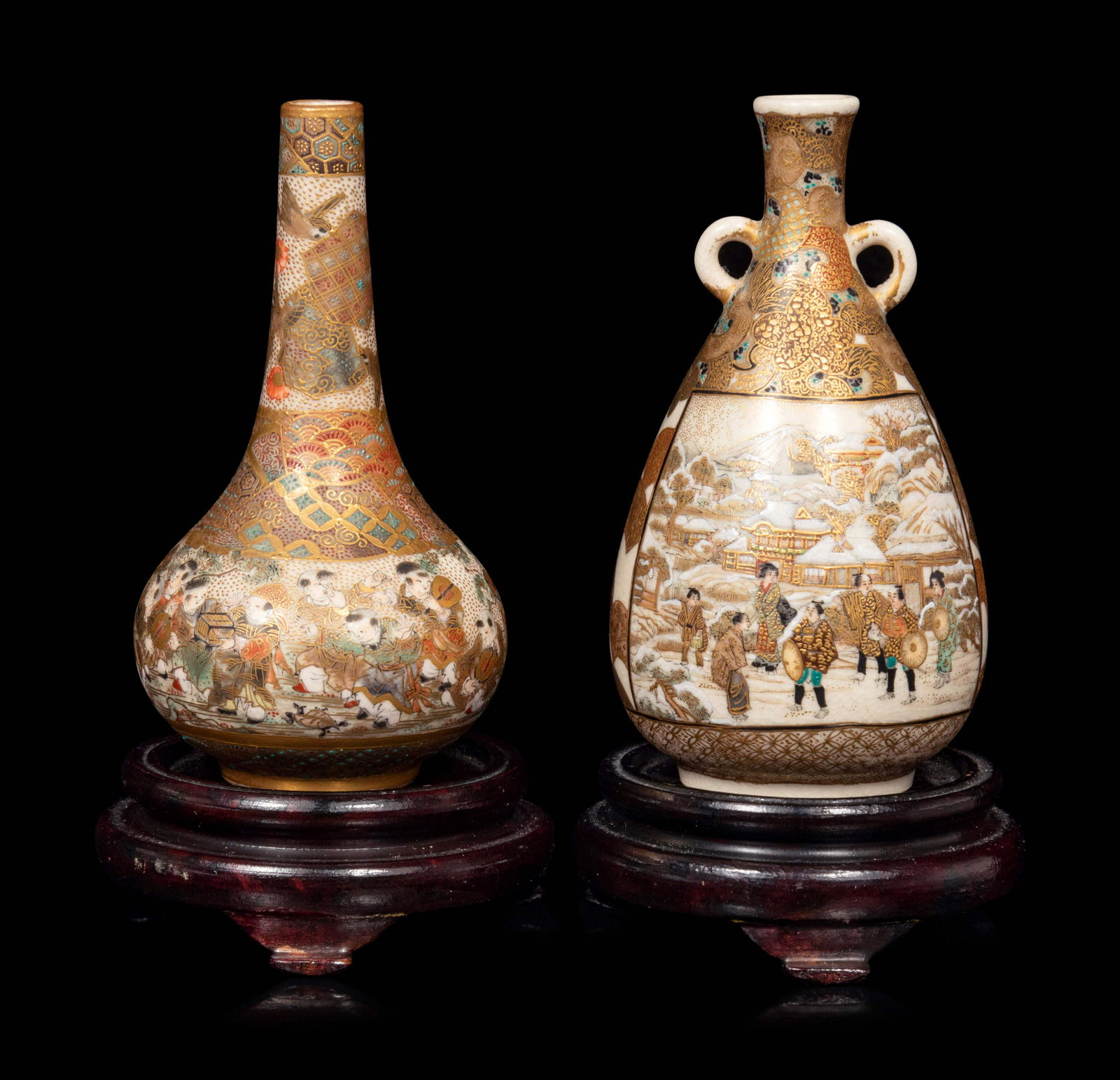 Two Small Japanese Satsuma Vases (1 of 4)
