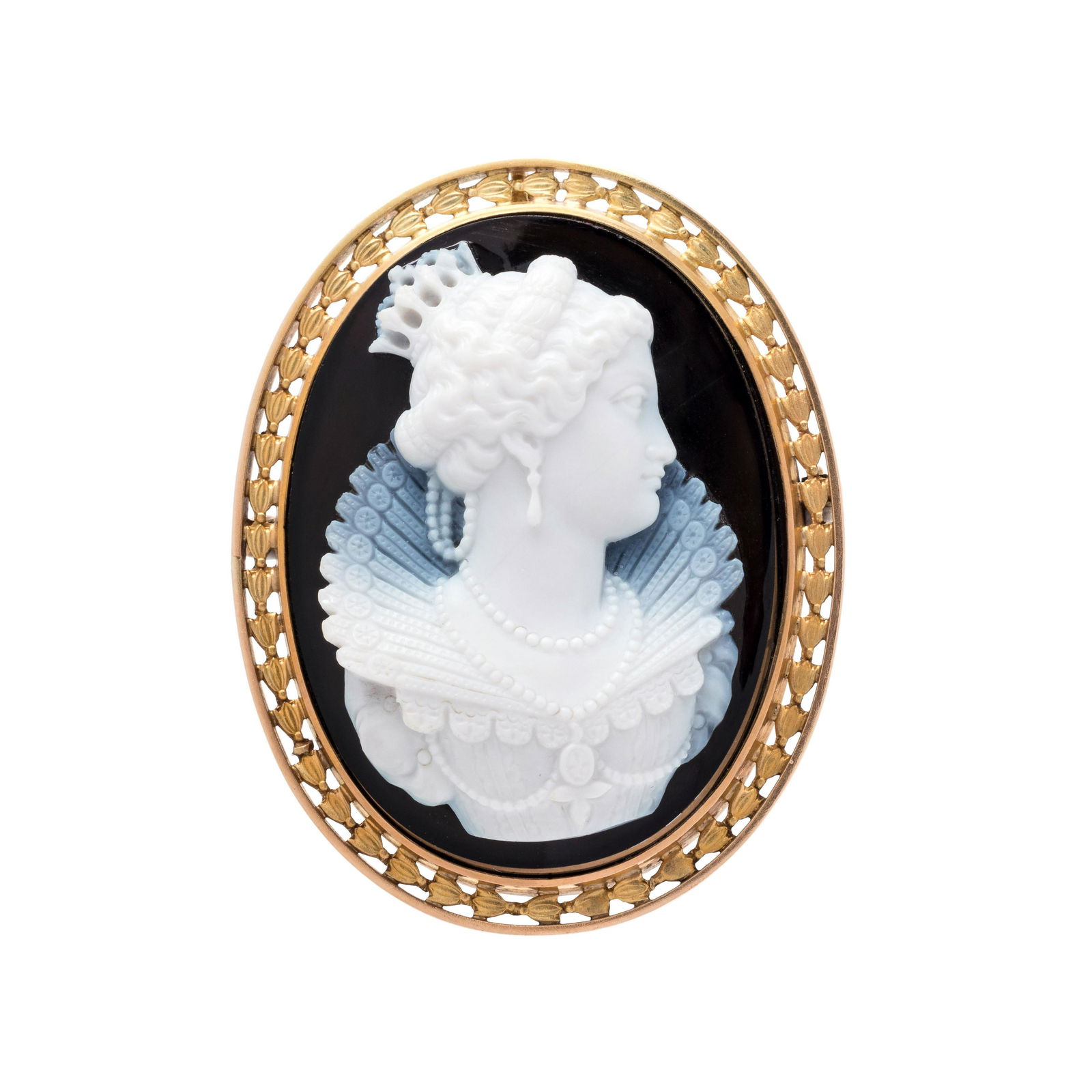 LOUIS ZOLLNER, ANTIQUE, ONYX CAMEO BROOCH (1 of 2)
