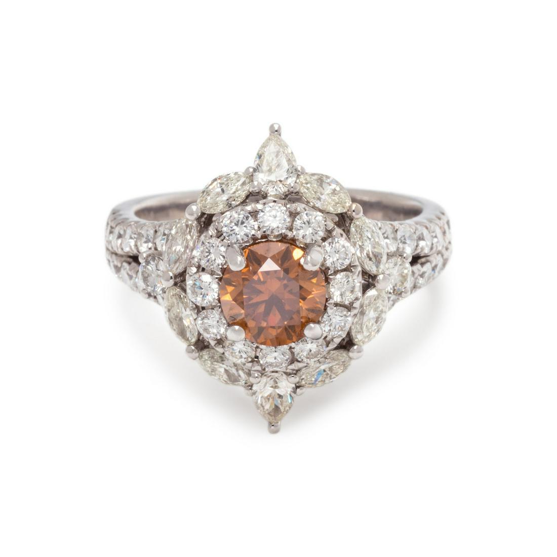 NATURAL FANCY DEEP BROWN-ORANGE DIAMOND AND DIAMOND (1 of 4)