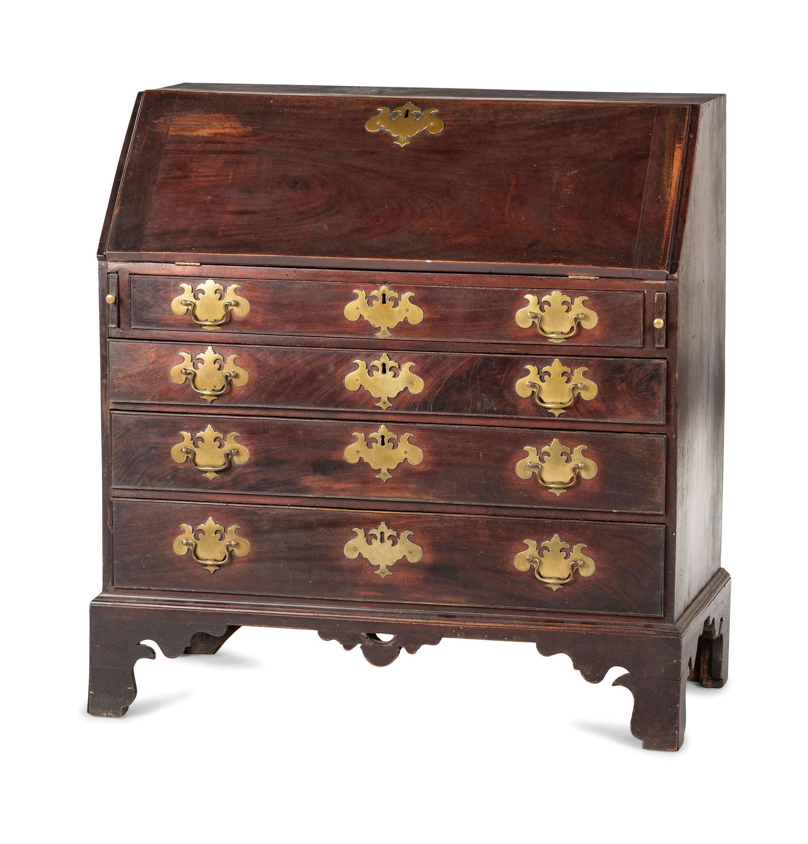 A Chippendale Carved and Figured Mahogany Slant-Front (1 of 9)