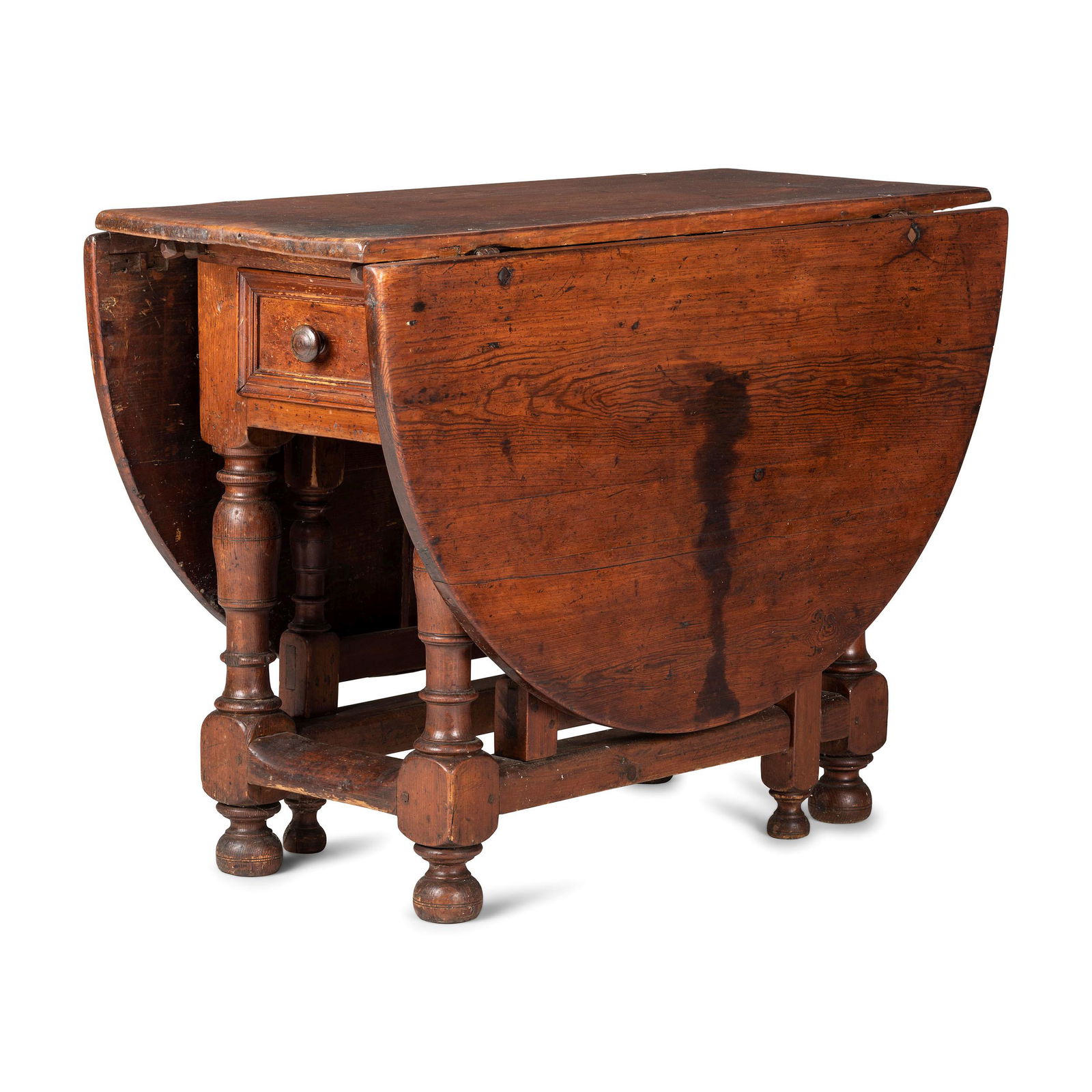 A Swedish Turned and Block Carved Pine Drop-Leaf (1 of 5)