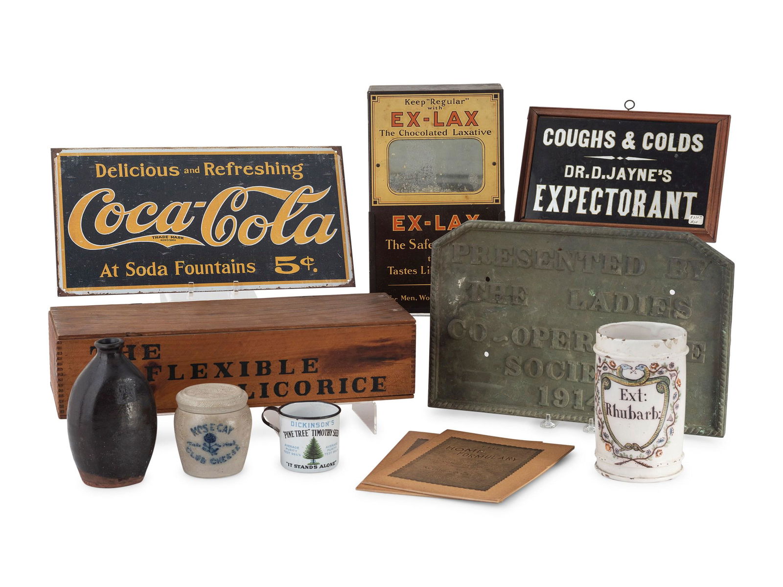 A Group of Eleven Advertising Plaques, Boxes, Jars and (1 of 9)