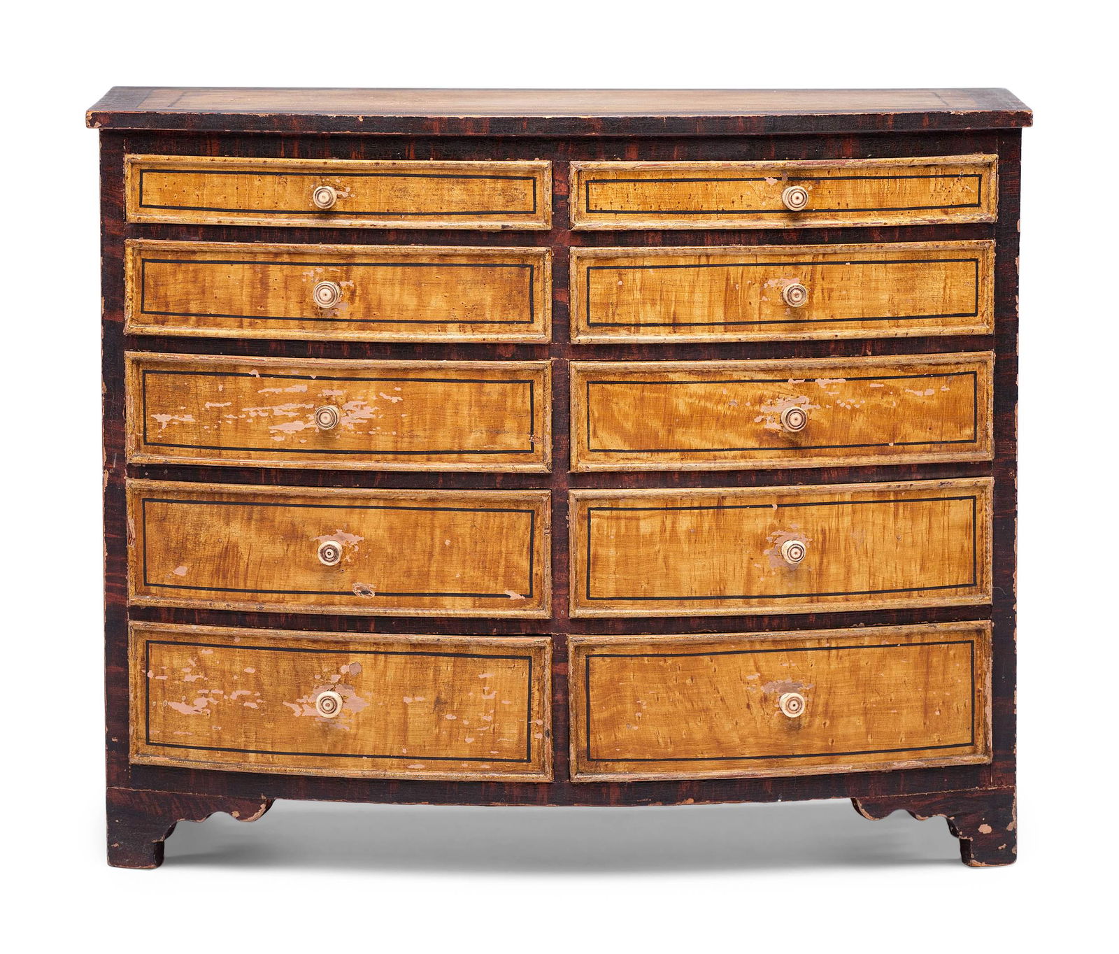 A Hepplewhite Bow Front Paint Decorated Miniature Chest (1 of 4)