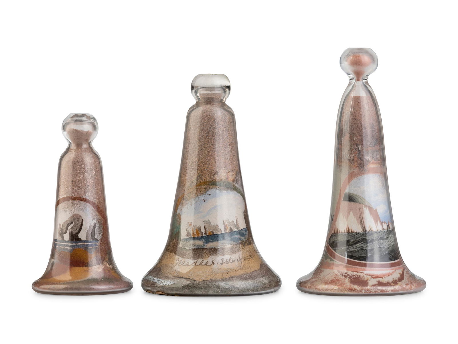 Three Isle of Wight Sand Art Bell Bottles (1 of 2)