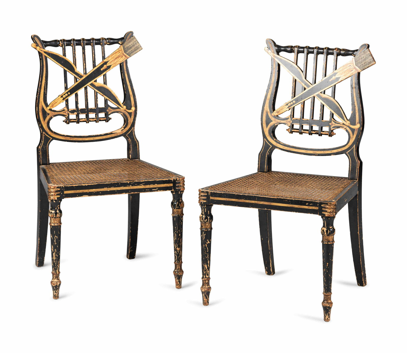 A Pair of Classical Gilt and Black Painted Lyre-Back (1 of 6)