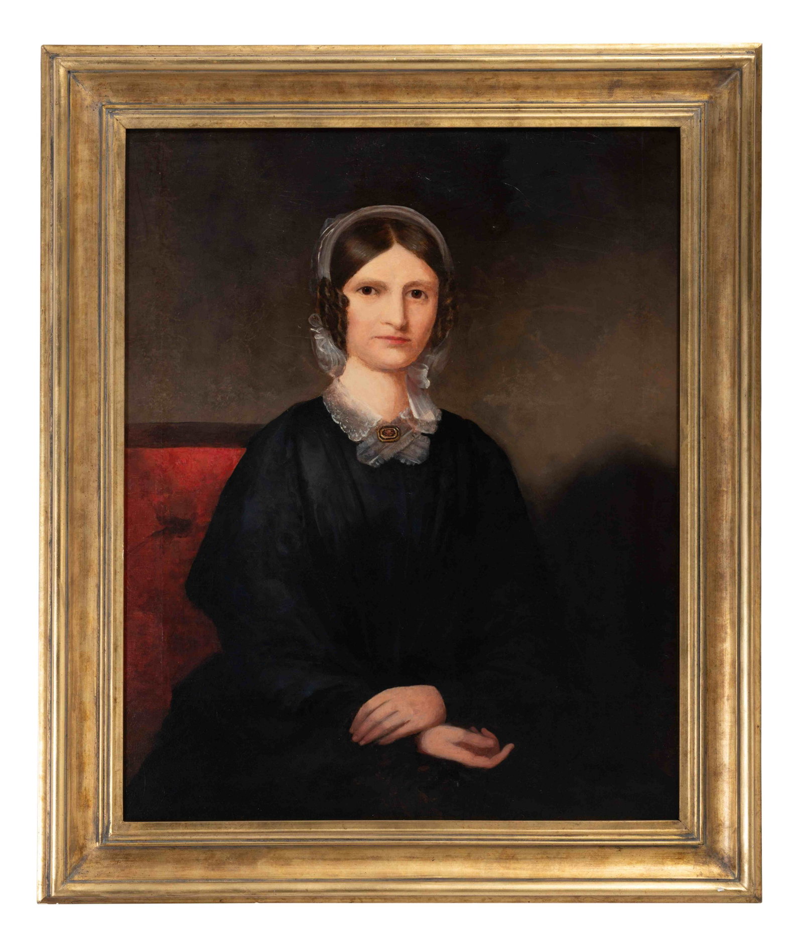 American School, 19th Century: American School, 19th Century Pair of Pendant Portraits likely depicting a husband and wife oil on canvas Each 36 x 28 1/4 inches. Property from the Estate of Edgar Foster Daniels, Santa Fe, New Mexic