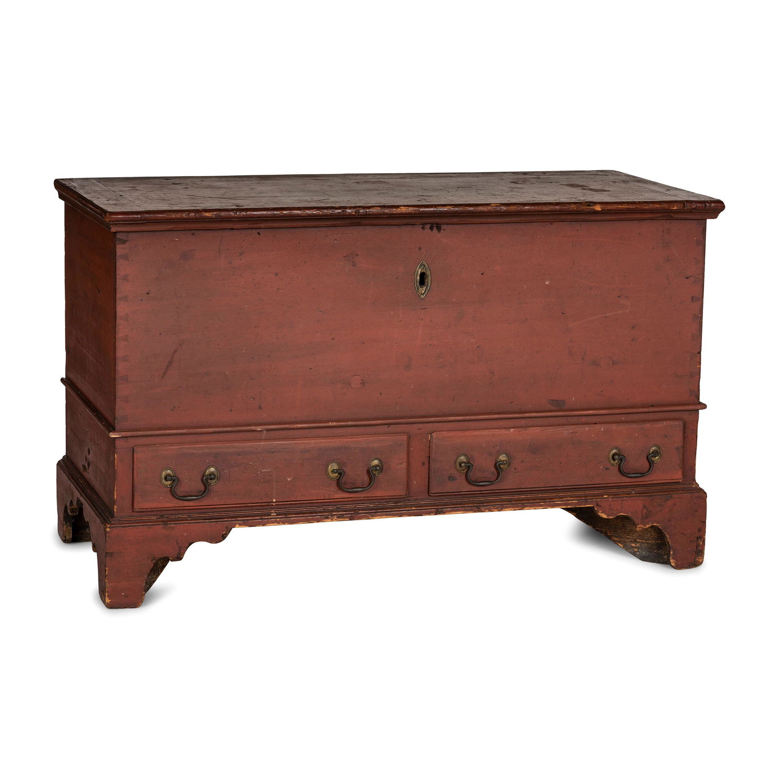 A Chippendale Red-Painted Pine Two-Drawer Blanket Chest (1 of 6)