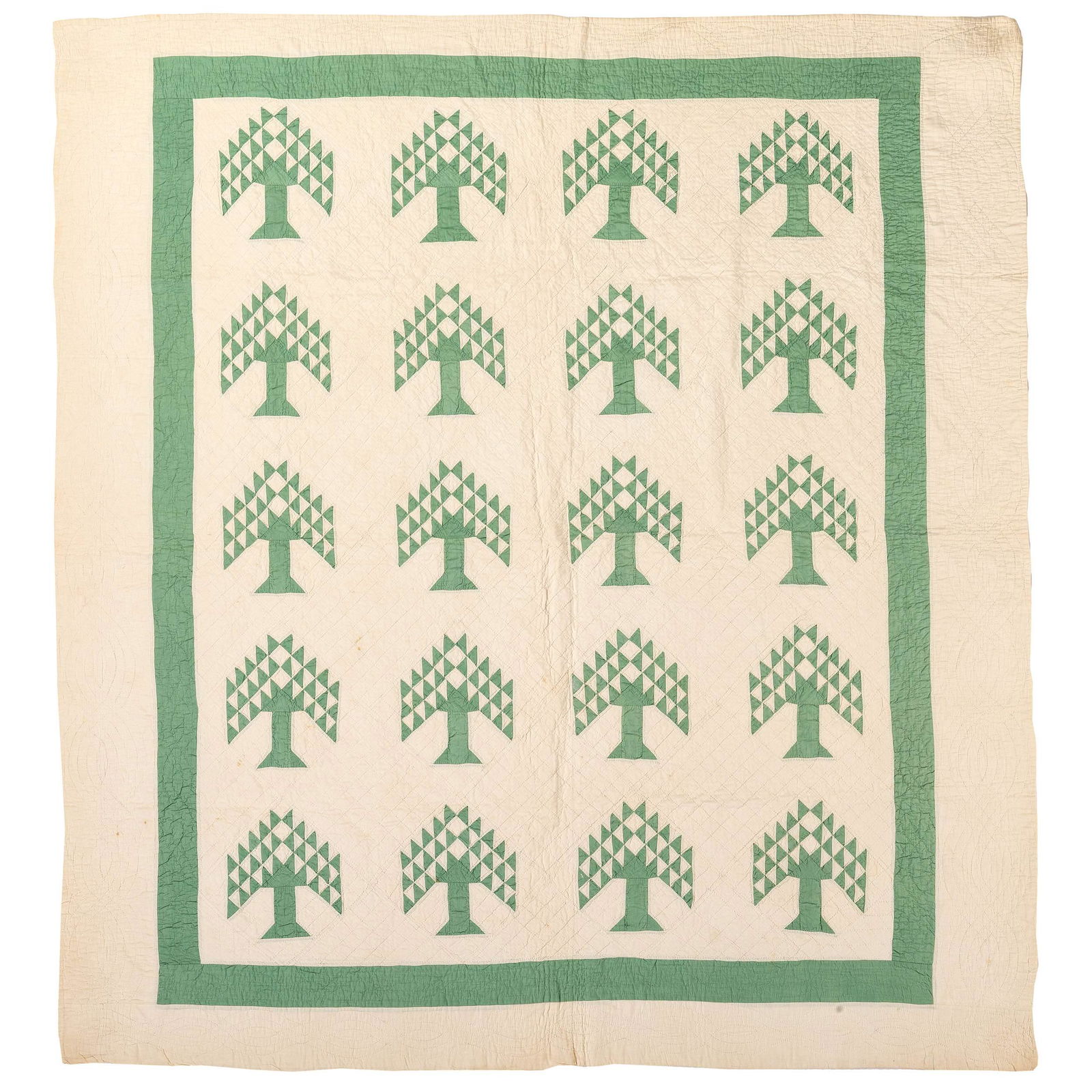 A Green and White Tree of Life Quilt (1 of 2)