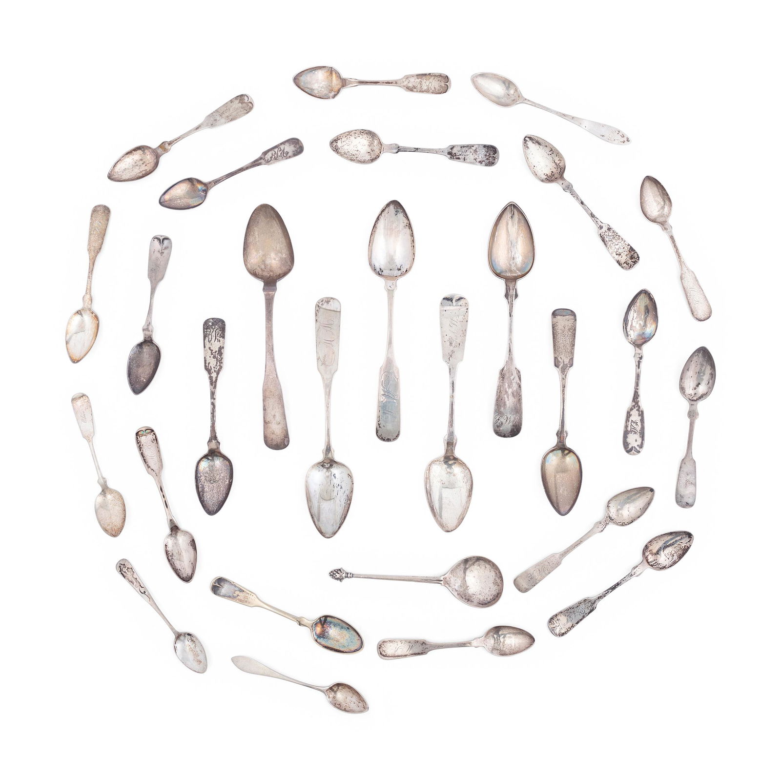 A Collection of Forty-Eight American Coin Silver Spoons (1 of 8)