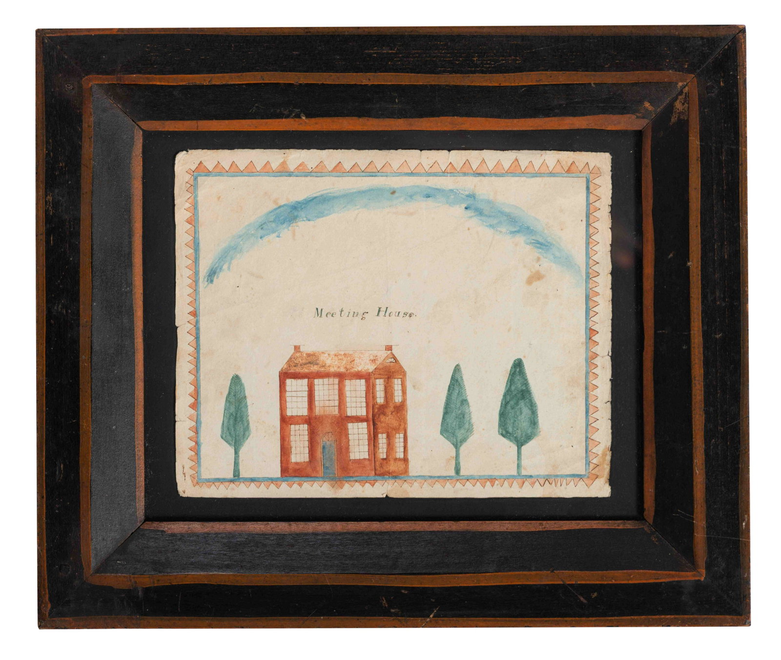 American School, 19th Century: American School, 19th Century Meeting House Watercolor on paper 6 1/2 x 8 1/4 inches. Property from the Dean Lower Estate, Lanark, Illinois