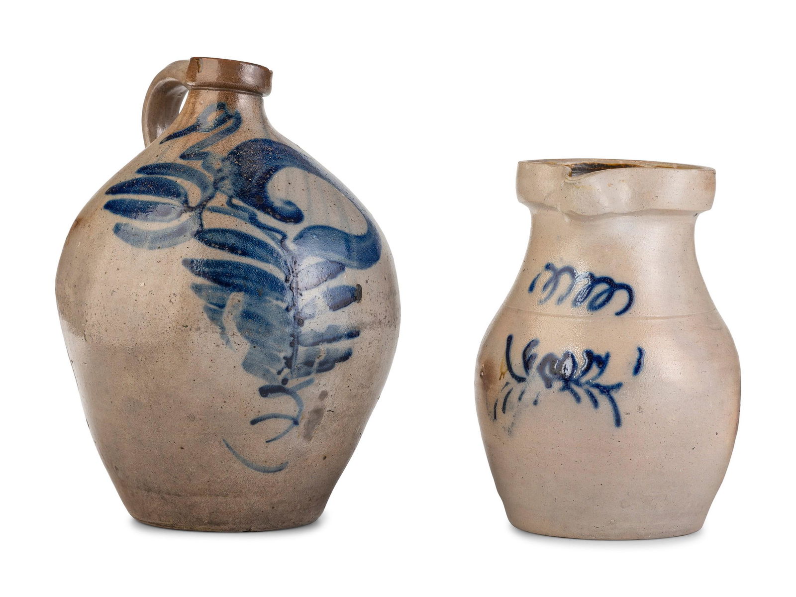 A Cobalt Decorated Stoneware Pitcher and Jug (1 of 4)
