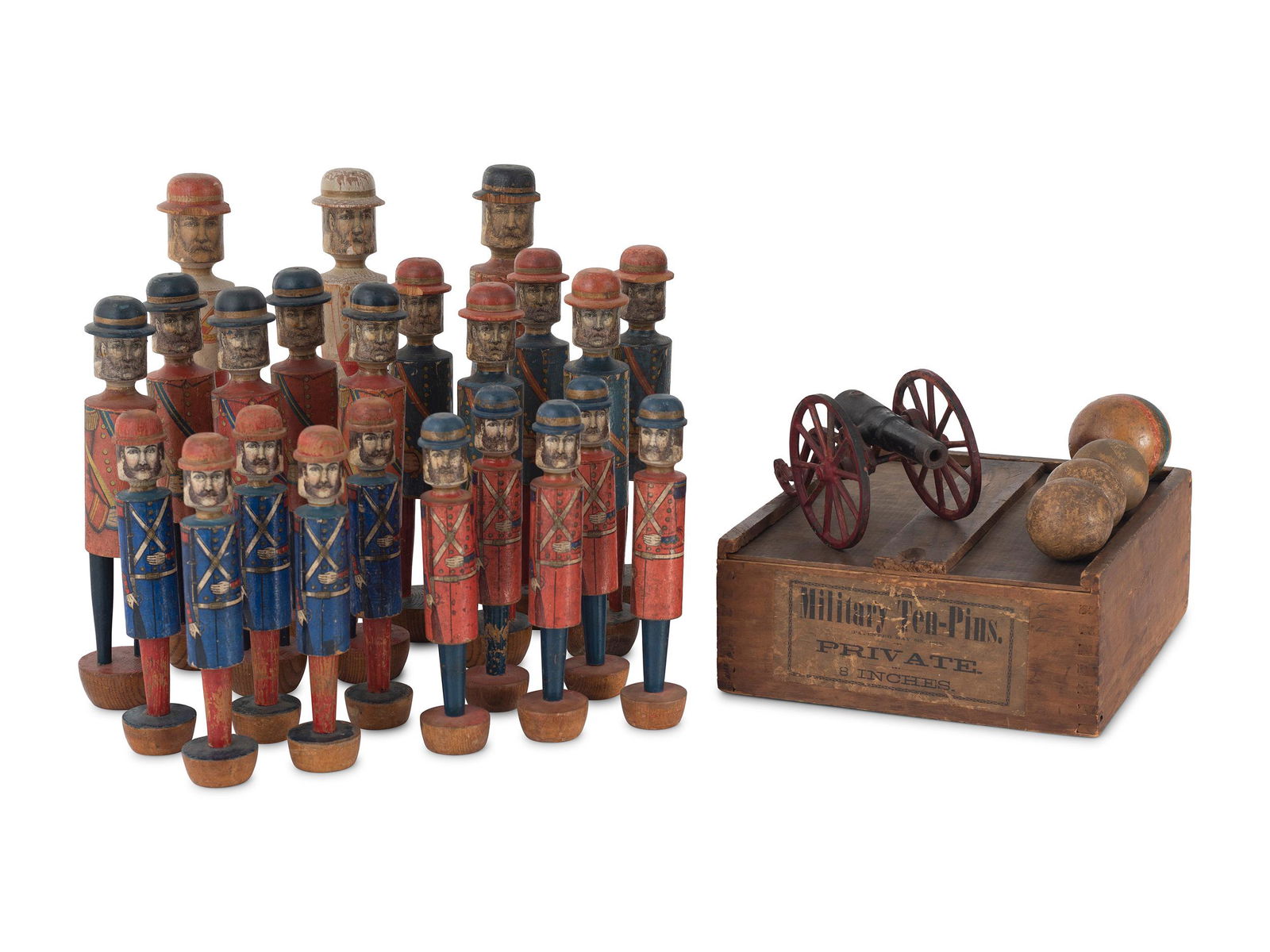 A Set of Painted Wood and Lithographed Military (1 of 6)