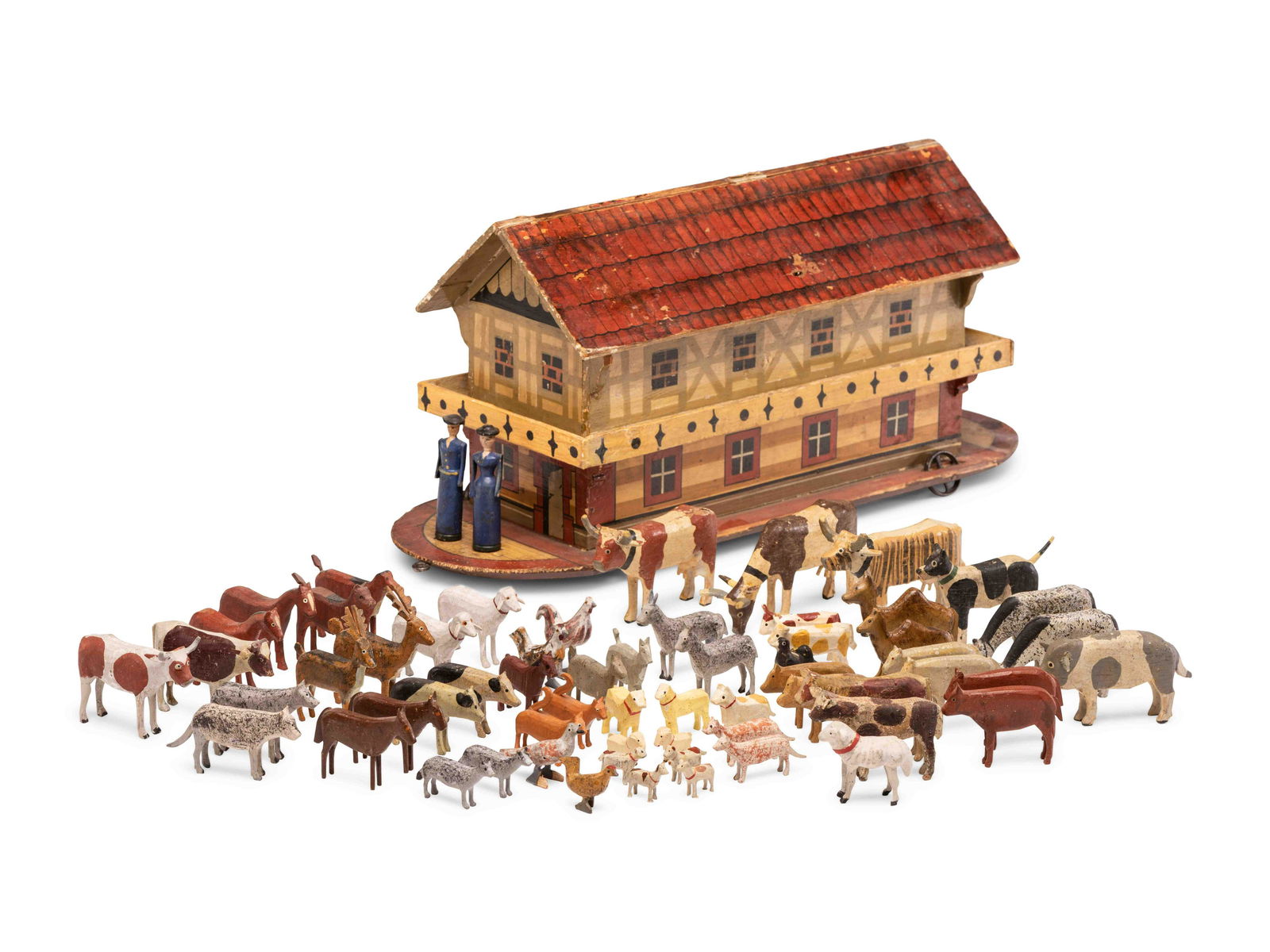 A Noah's Ark Painted Wood Pull Toy   (1 of 7)