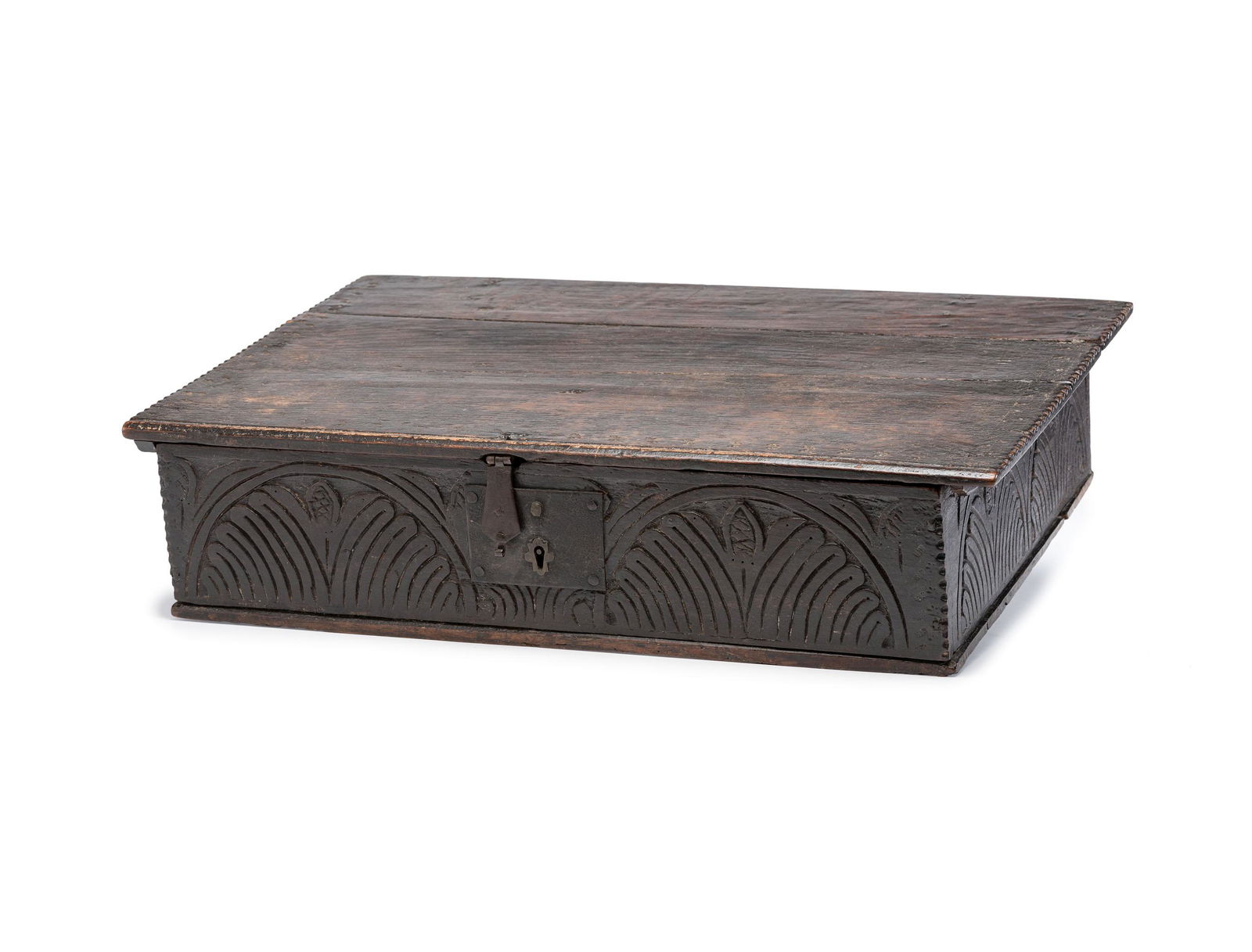 A Pilgrim Century Carved Oak Document Box (1 of 4)