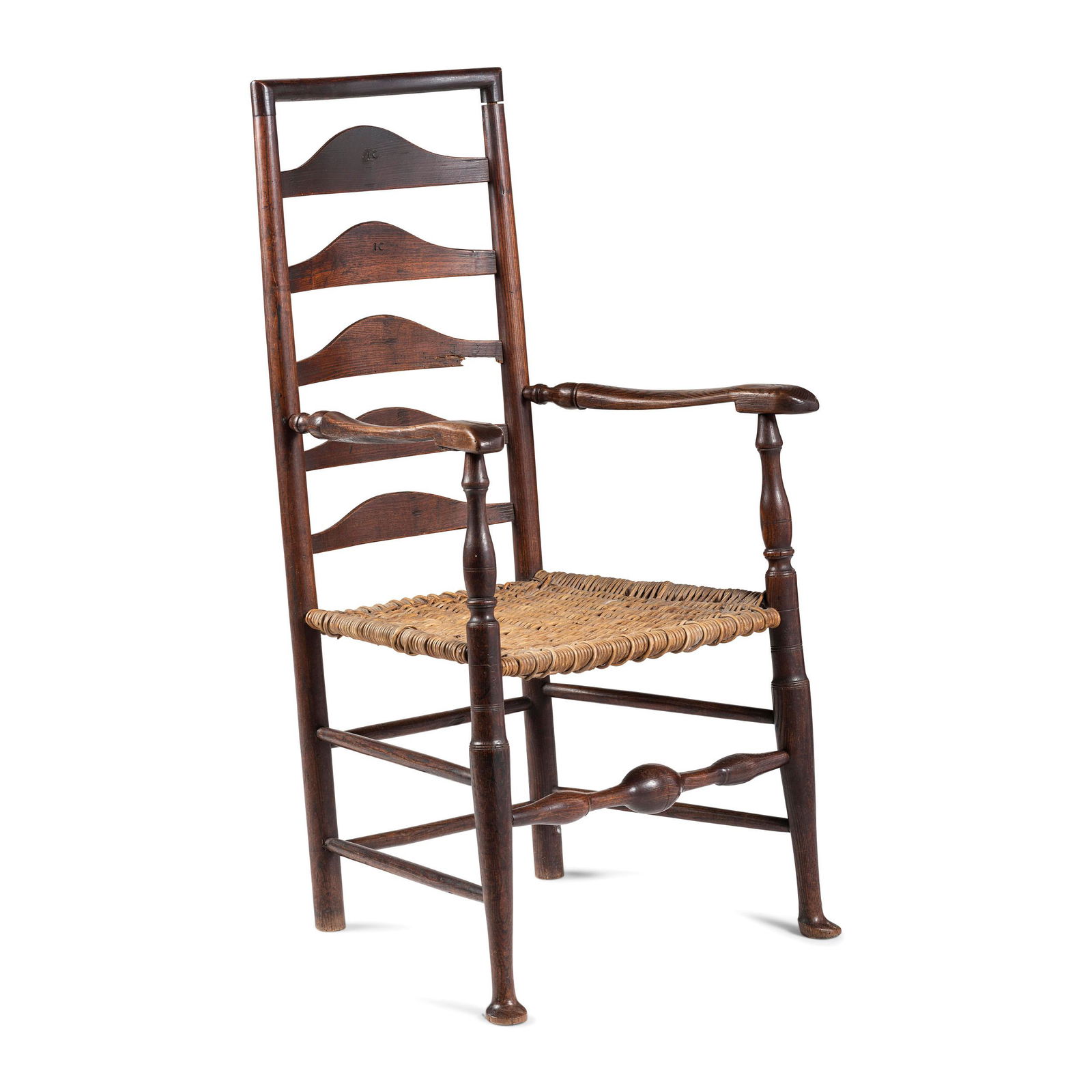 A William and Mary Ladderback Splint-Seat Armchair (1 of 3)