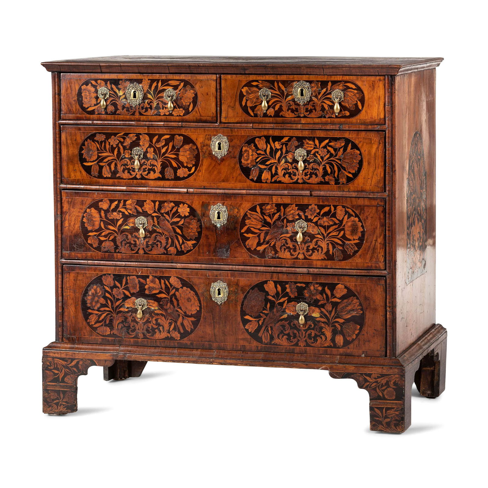 A William and Mary Bird and Foliage Marquetry Chest of (1 of 3)