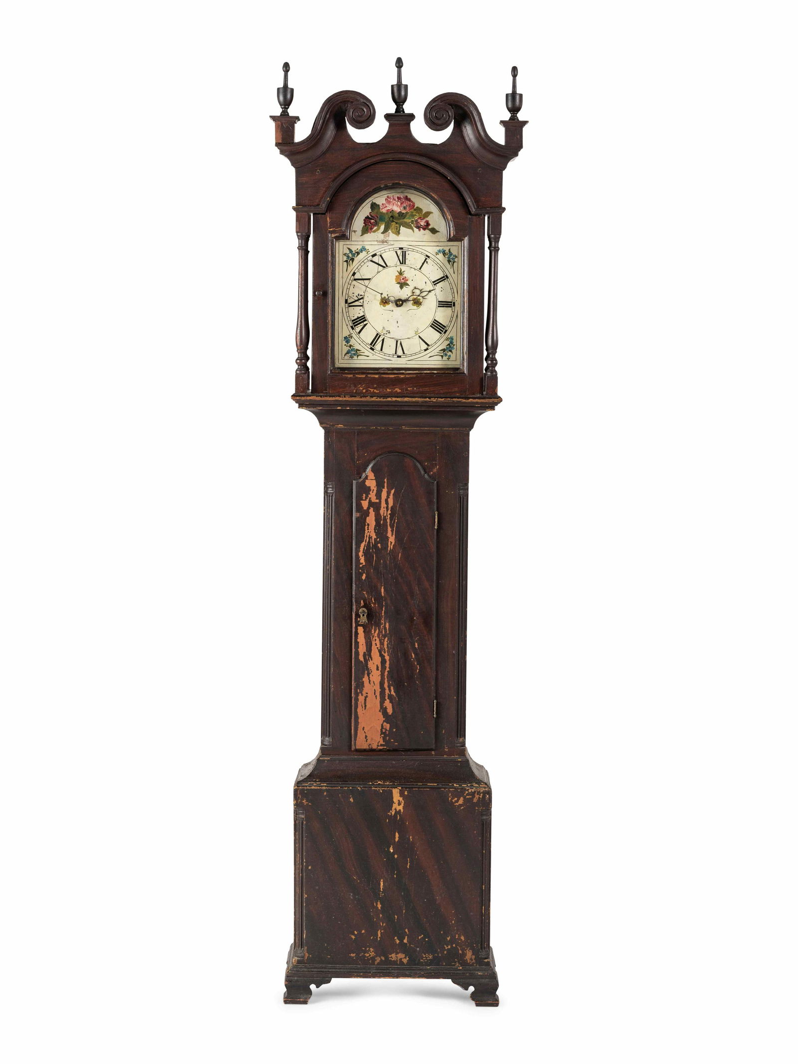 A Chippendale Grain Painted Pine Tall Case Clock (1 of 8)