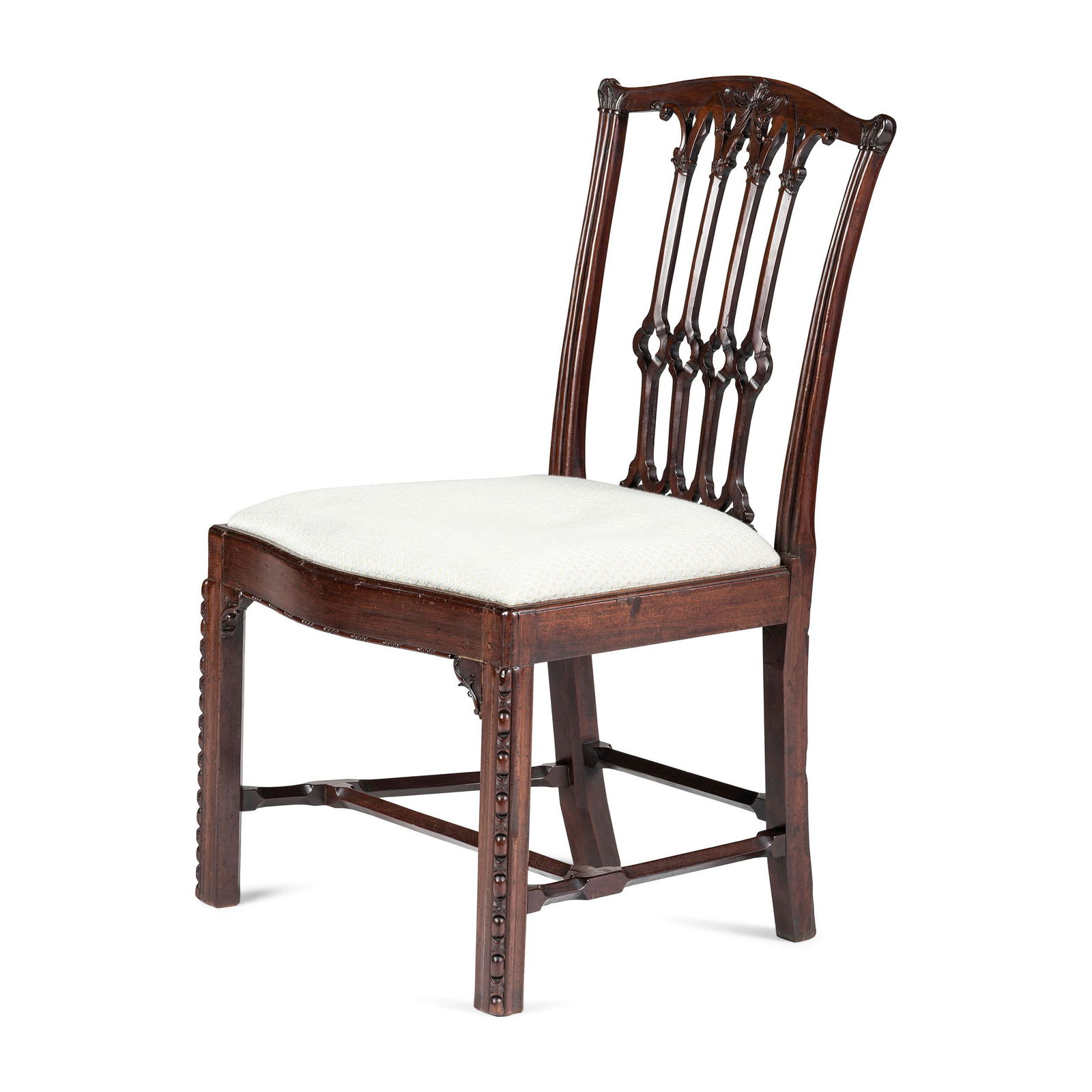 A Chippendale Carved Mahogany Stretcher Base Side Chair (1 of 3)
