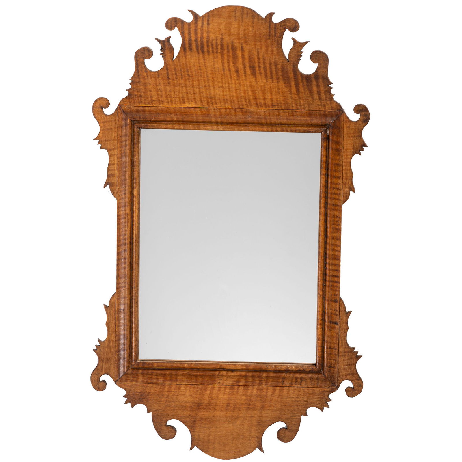 A Chippendale Style Tiger Maple Looking Glass (1 of 1)