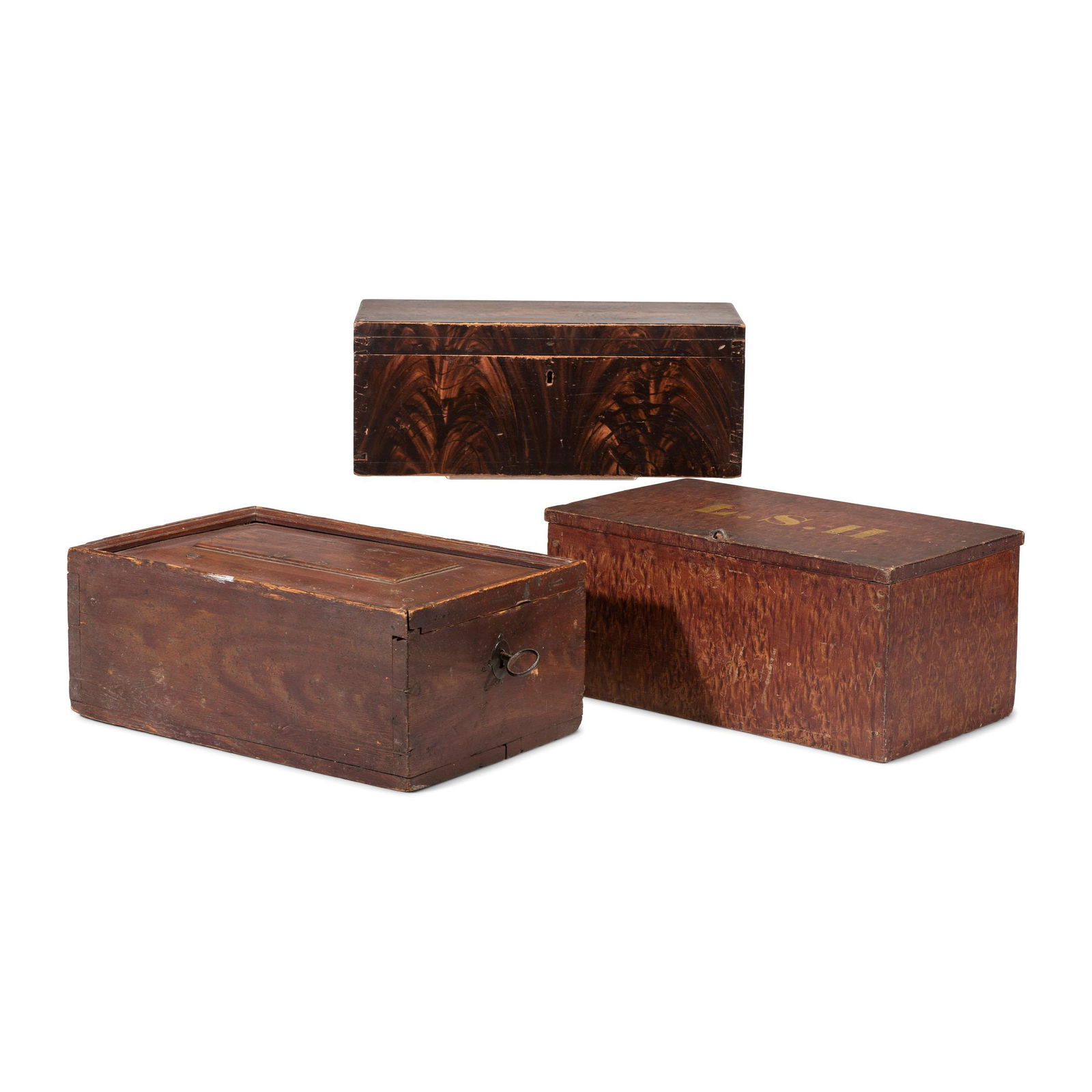 Three Grain Paint Decorated Document Boxes (1 of 3)