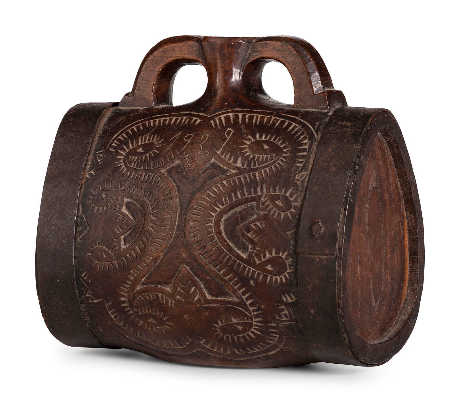 A Pennsylvania Dutch Carved Wood Canteen (1 of 3)