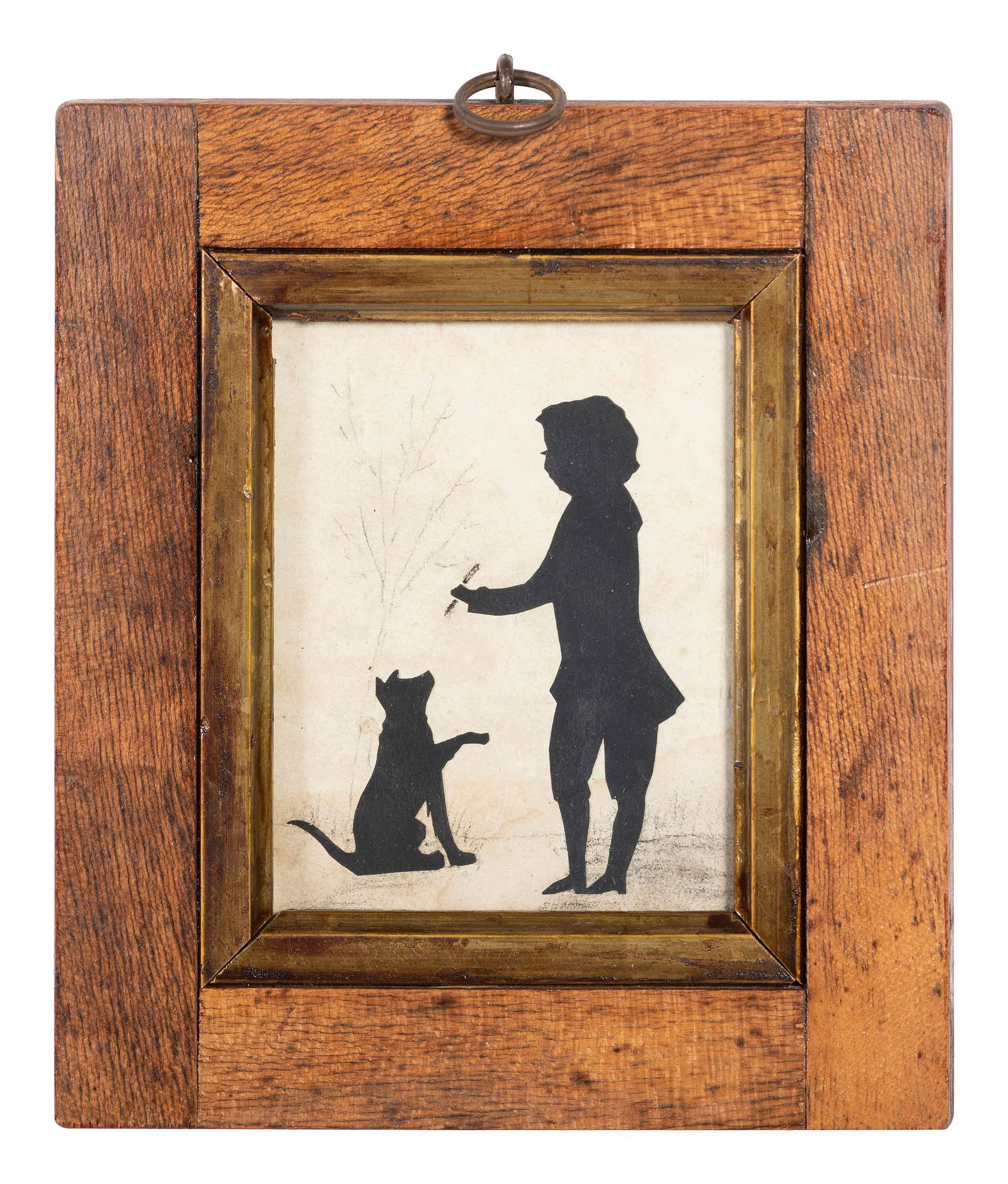 A Cut-Paper Silhouette of a Boy and Dog (1 of 2)