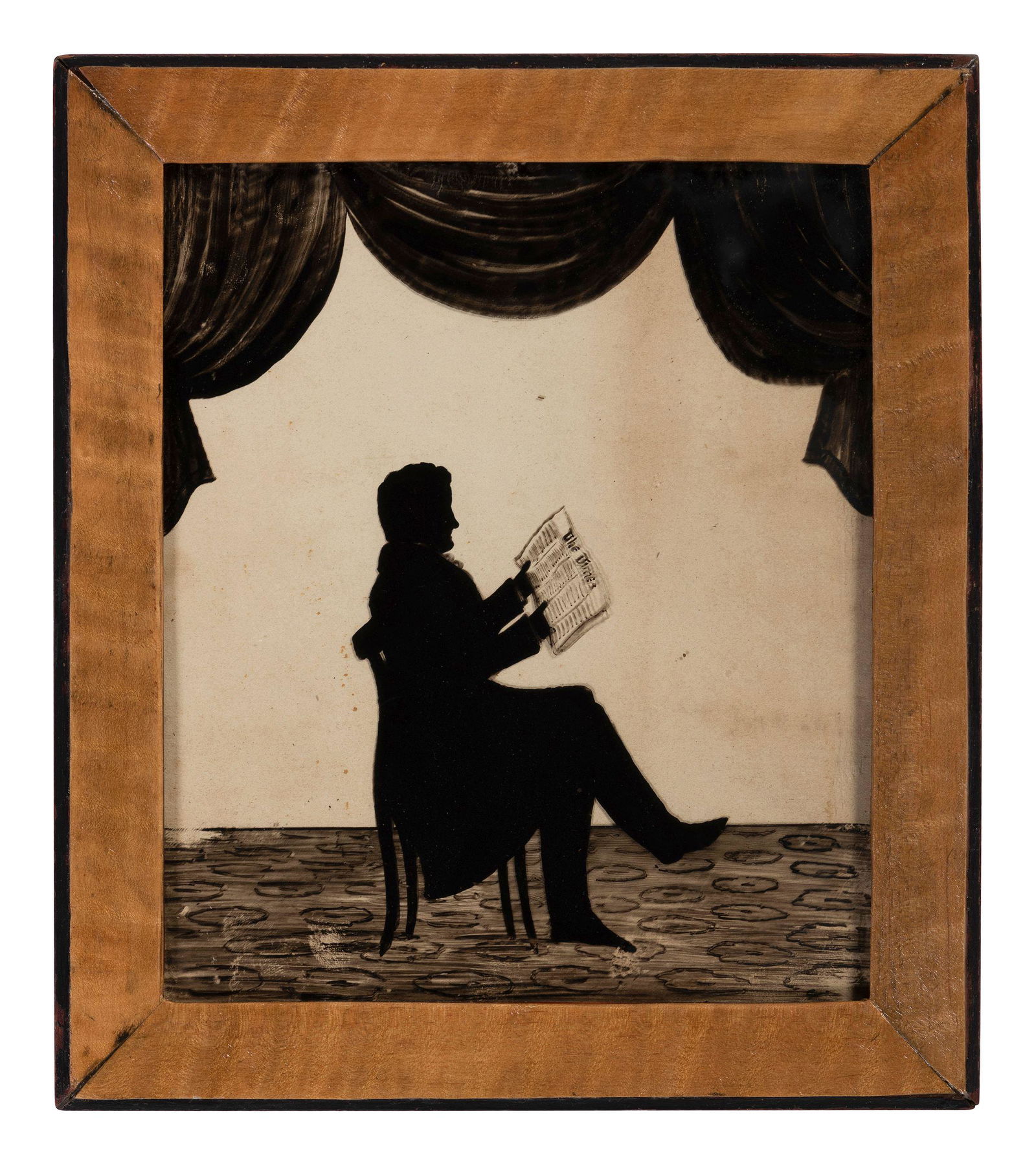 A Reverse Glass Painted Silhouette of a Gentleman (1 of 2)