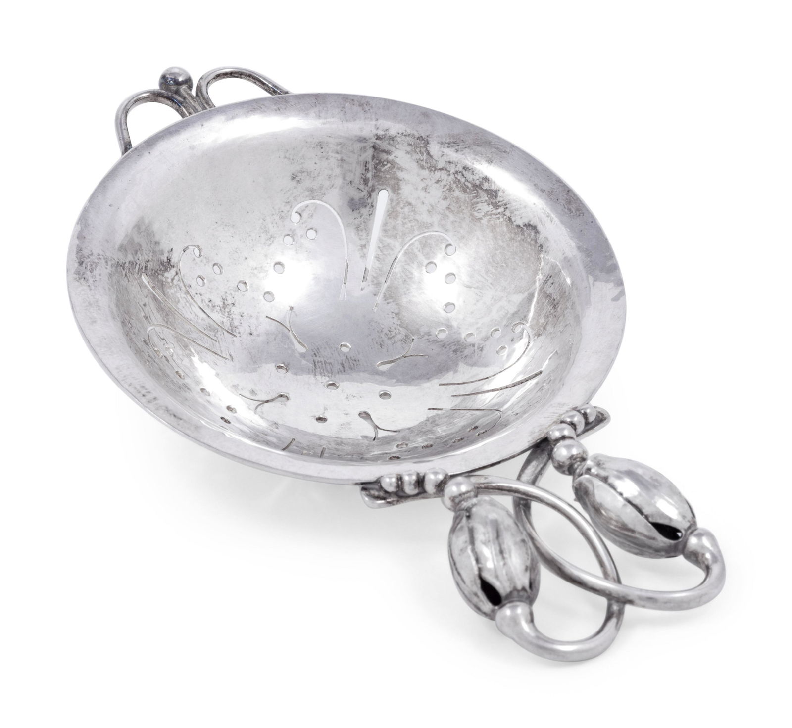 A Georg Jensen Silver Blossom Pattern Tea Strainer (1 of 4)