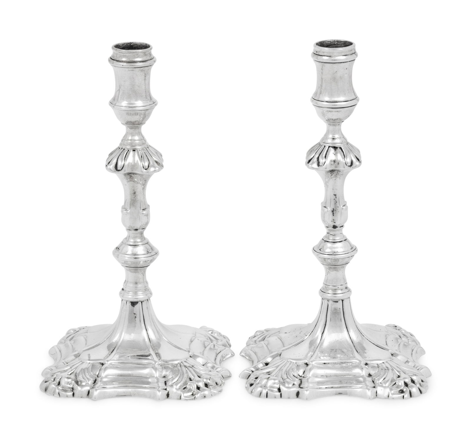 A Pair of George II Silver Taper Sticks (1 of 3)