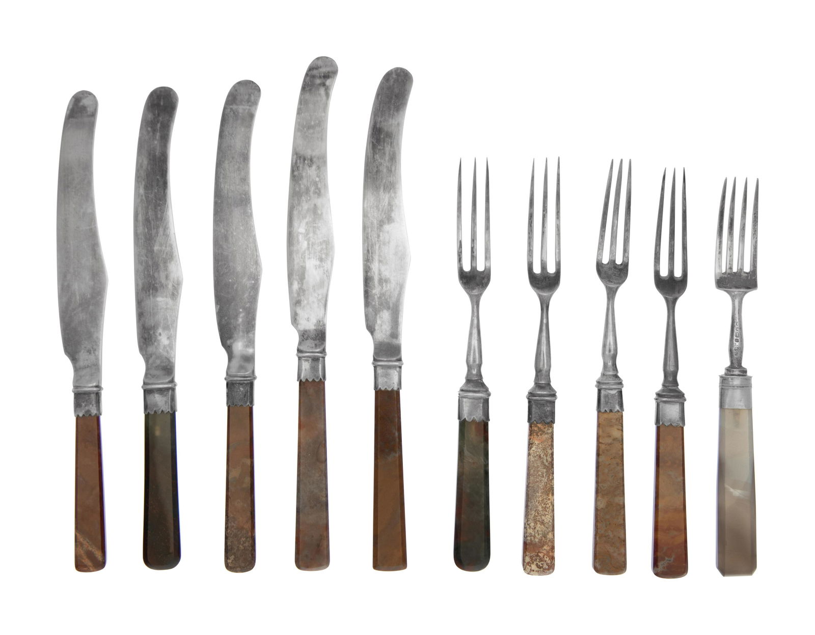 A Scottish Victorian Silver and Agate Mounted Dessert (1 of 3)