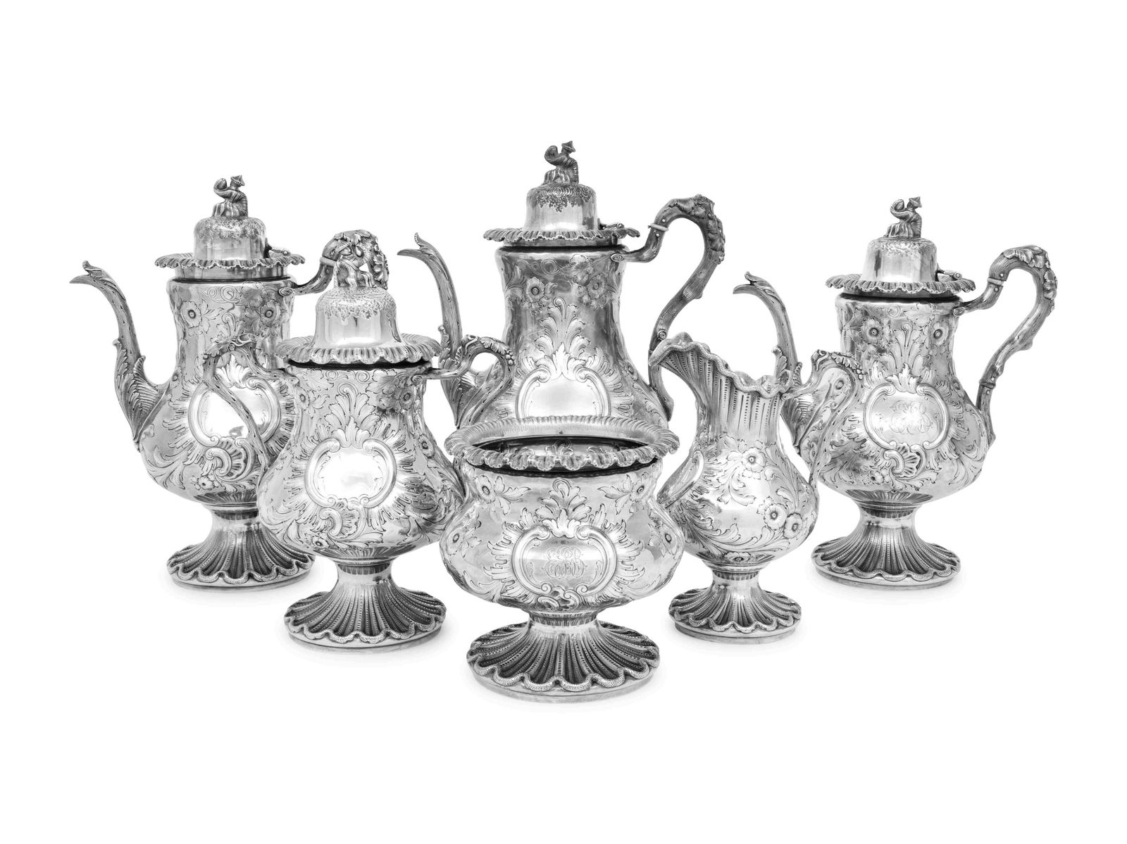 An American Silver Six Piece Tea and Coffee Service (1 of 3)