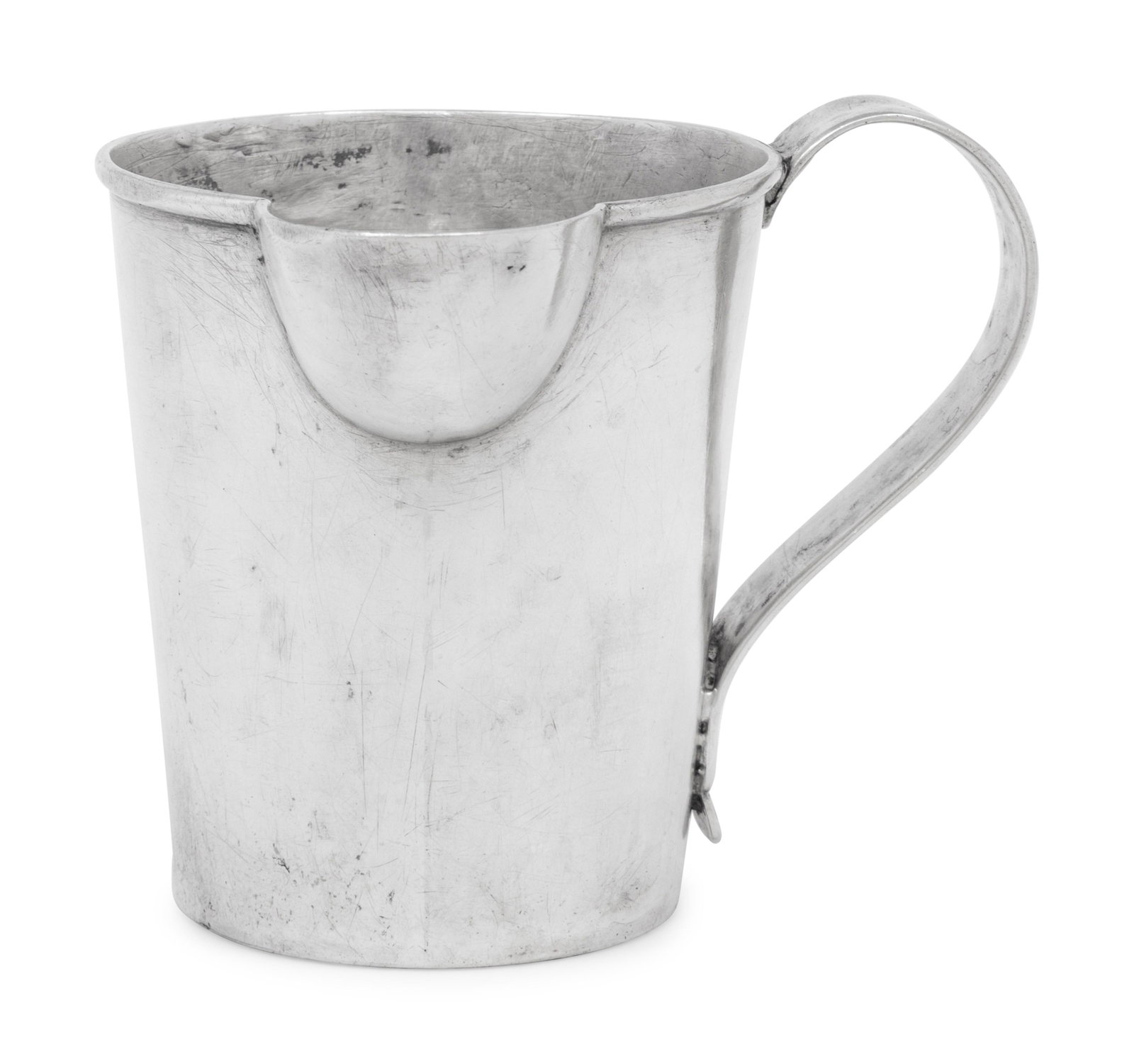 A Silver Creamer: A Silver Creamer Likely American, 18th Century apparently unmarked 7 ozt 10 dwt Height 3 5/8 inches. Property from the Estate of Patricia Ann Black Smyth, Santa Fe, New Mexico, Sold to Benefit Berea C