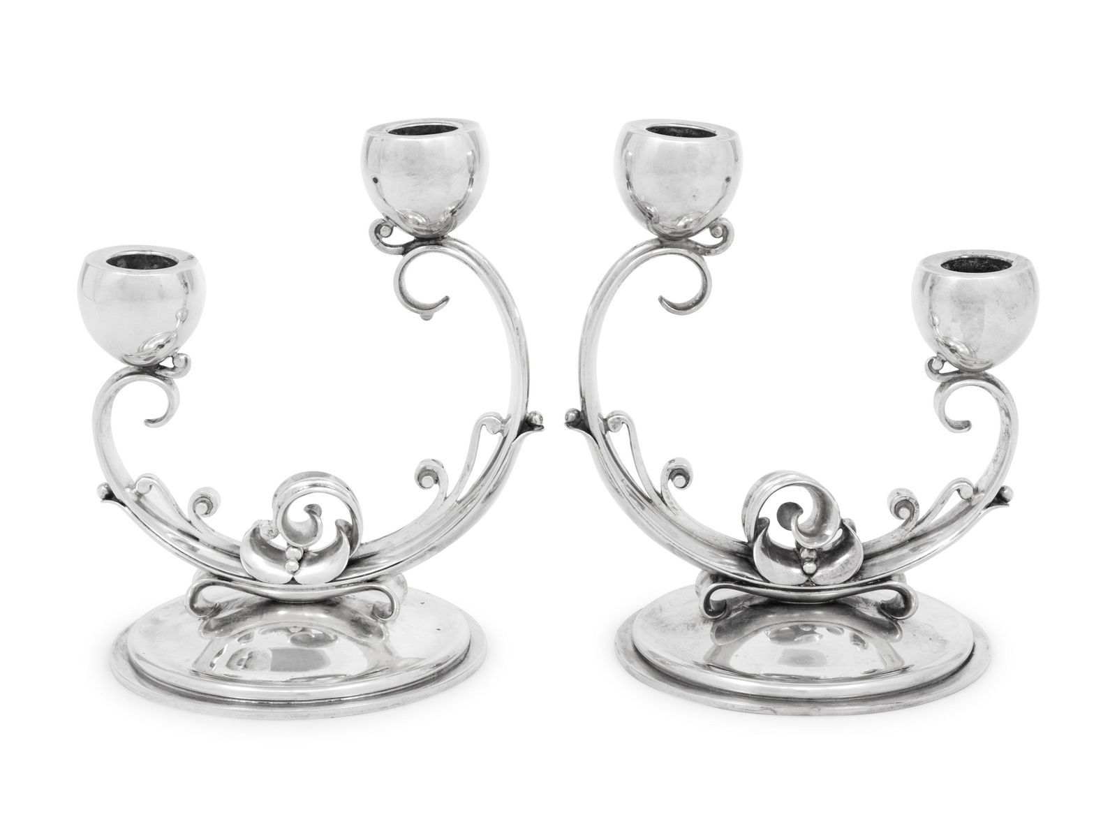 A Pair of Danish Silver Two-Light Candlesticks (1 of 4)