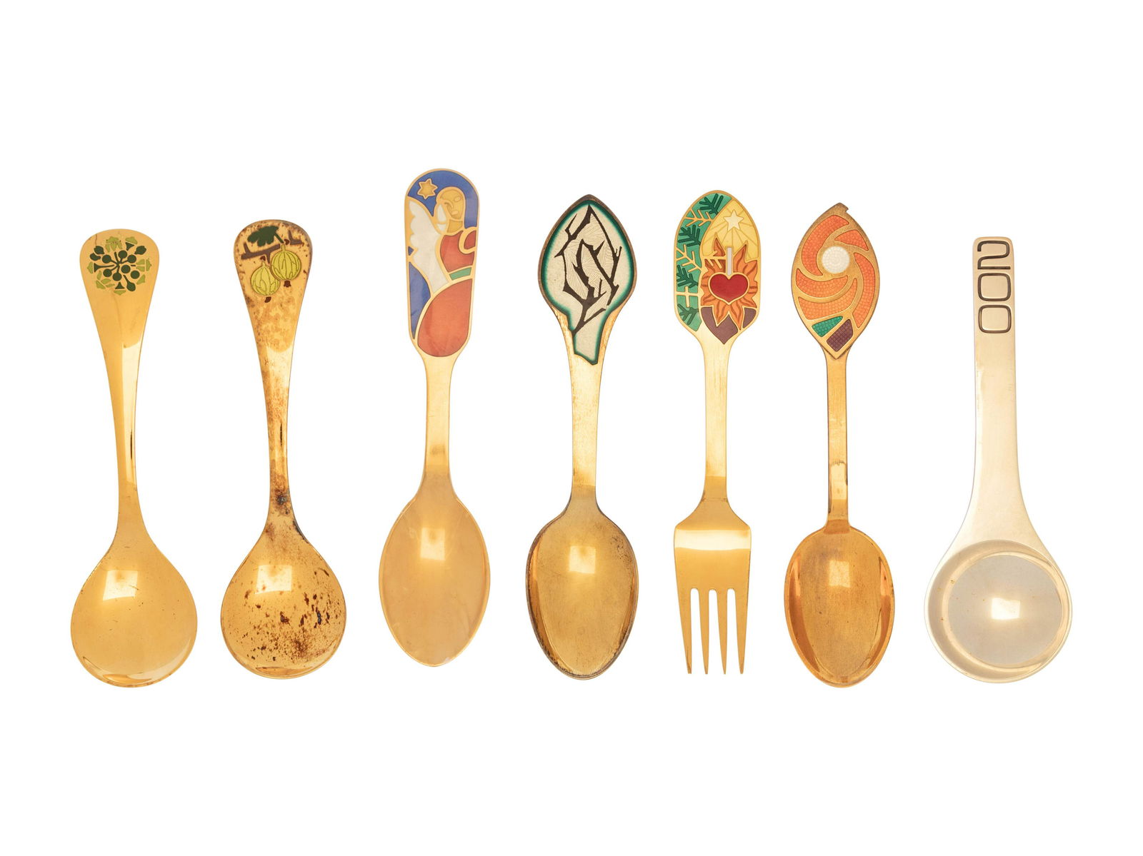 Seven Danish Silver Commemorative Flatware Articles (1 of 3)