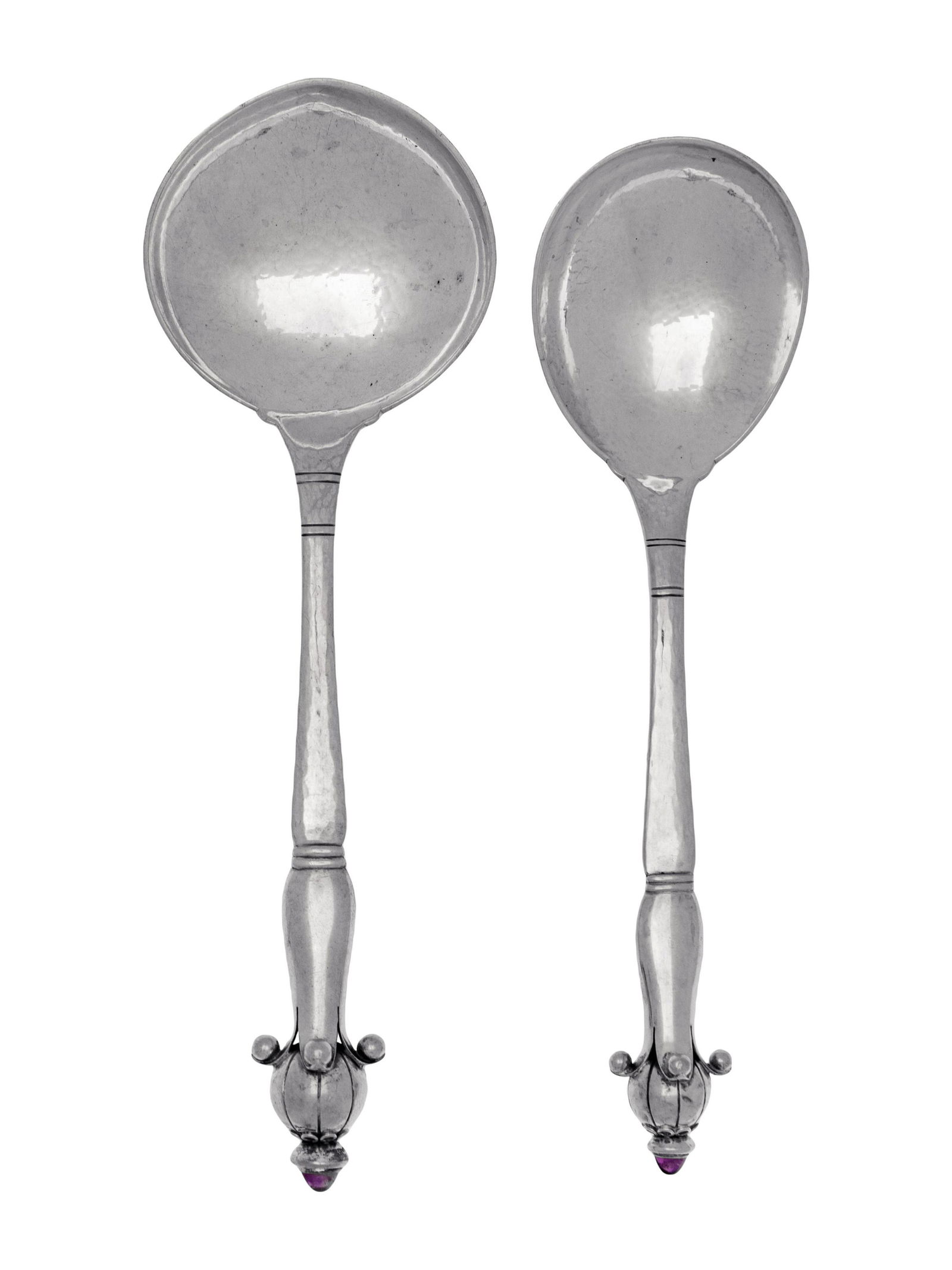 Two Danish Silver and Amethyst Mounted Serving Spoons (1 of 3)